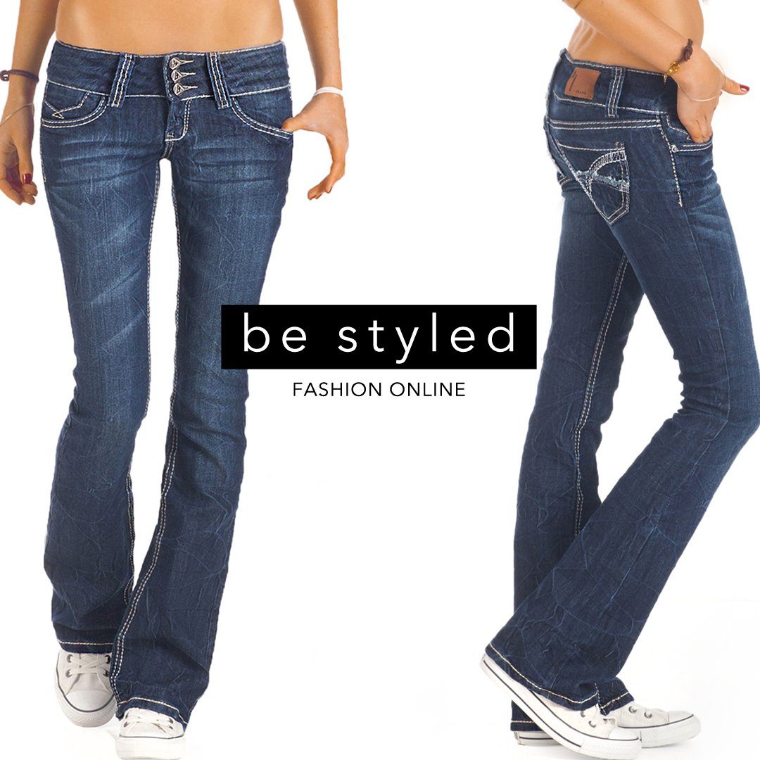 waist styled Bootcut-Jeans ausgestellte Hüfthosen Damenjeans, j73e be low