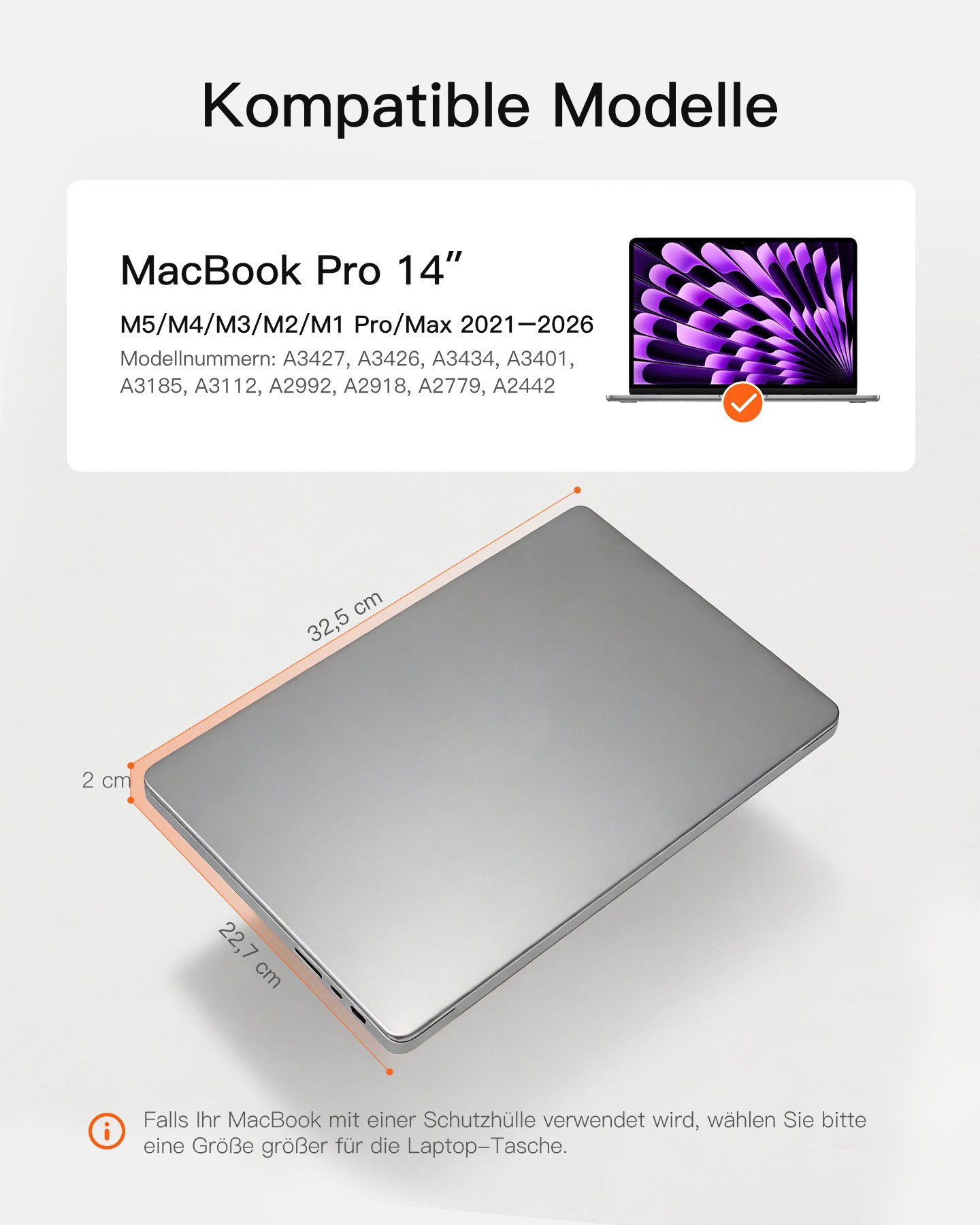 Inateck Laptop-Hülle 360° Schutz Großvolumen, für 13-14 Zoll Laptops MacBook Air Pro Neo
