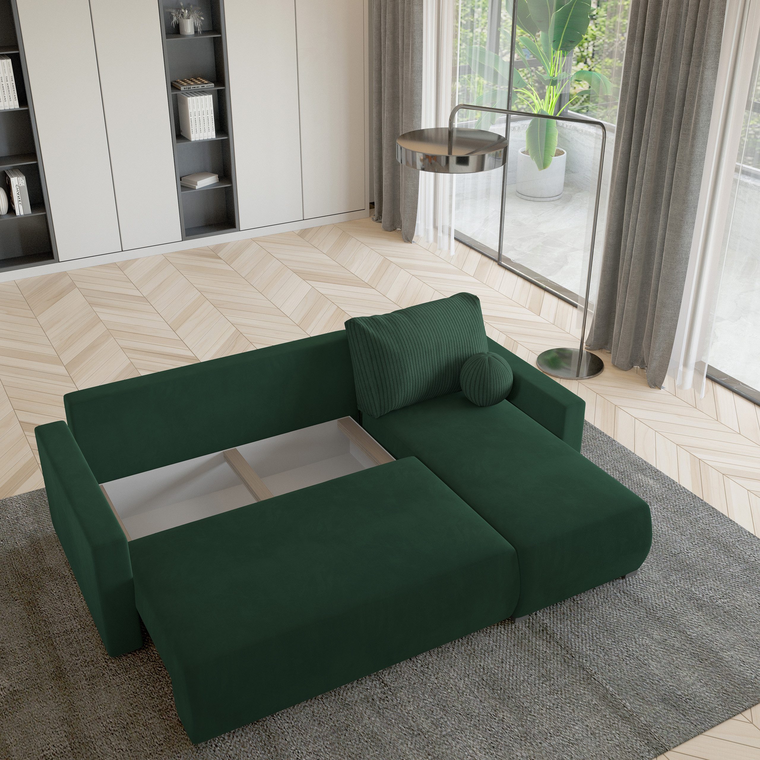 Masseno Ecksofa SORGE mit Schlaffunktion L-Form, Sofa mit Bettkasten