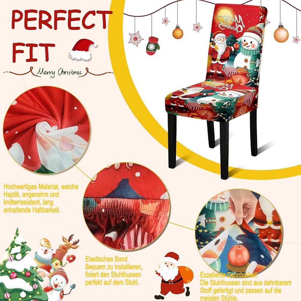 CLTYQ Stuhlhusse Weihnachtsstuhlbezug mit elastischer Rückenabdeckung,wasch günstig online kaufen