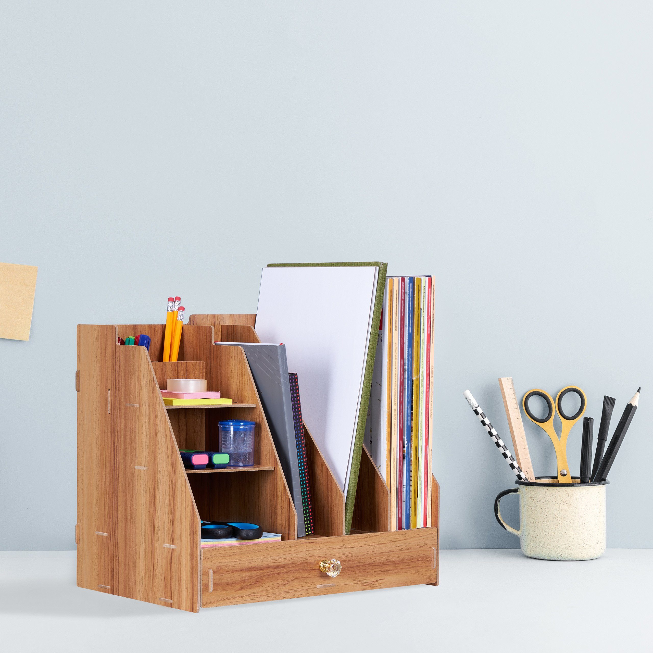 Thumbnail - relaxdays Stehsammler Schreibtisch-Organizer mit Stehsammler, dunkelbraun