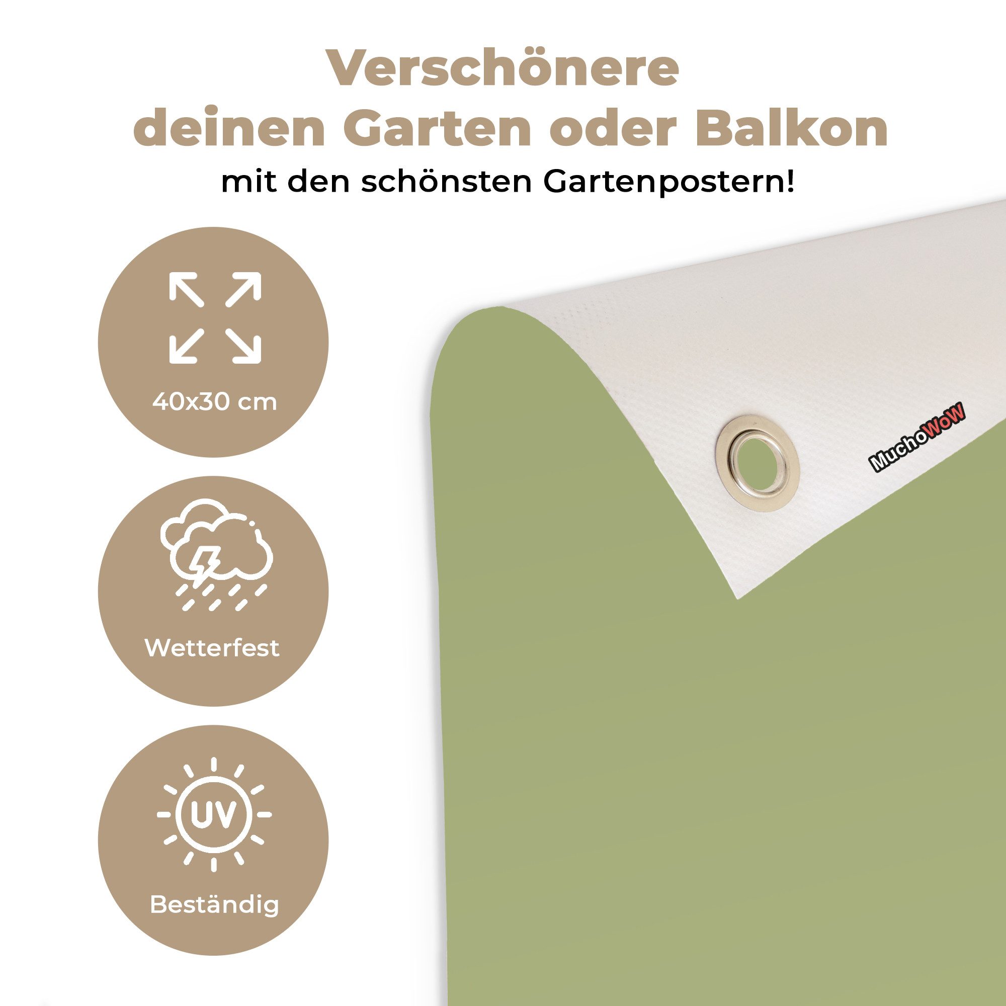 OnlyWow Poster für Garten Lavendel - Ausblick - Blumen - Sommer, Gartenposter, Outdoor Bilder, Gartendekoration Bild, 40x30 cm