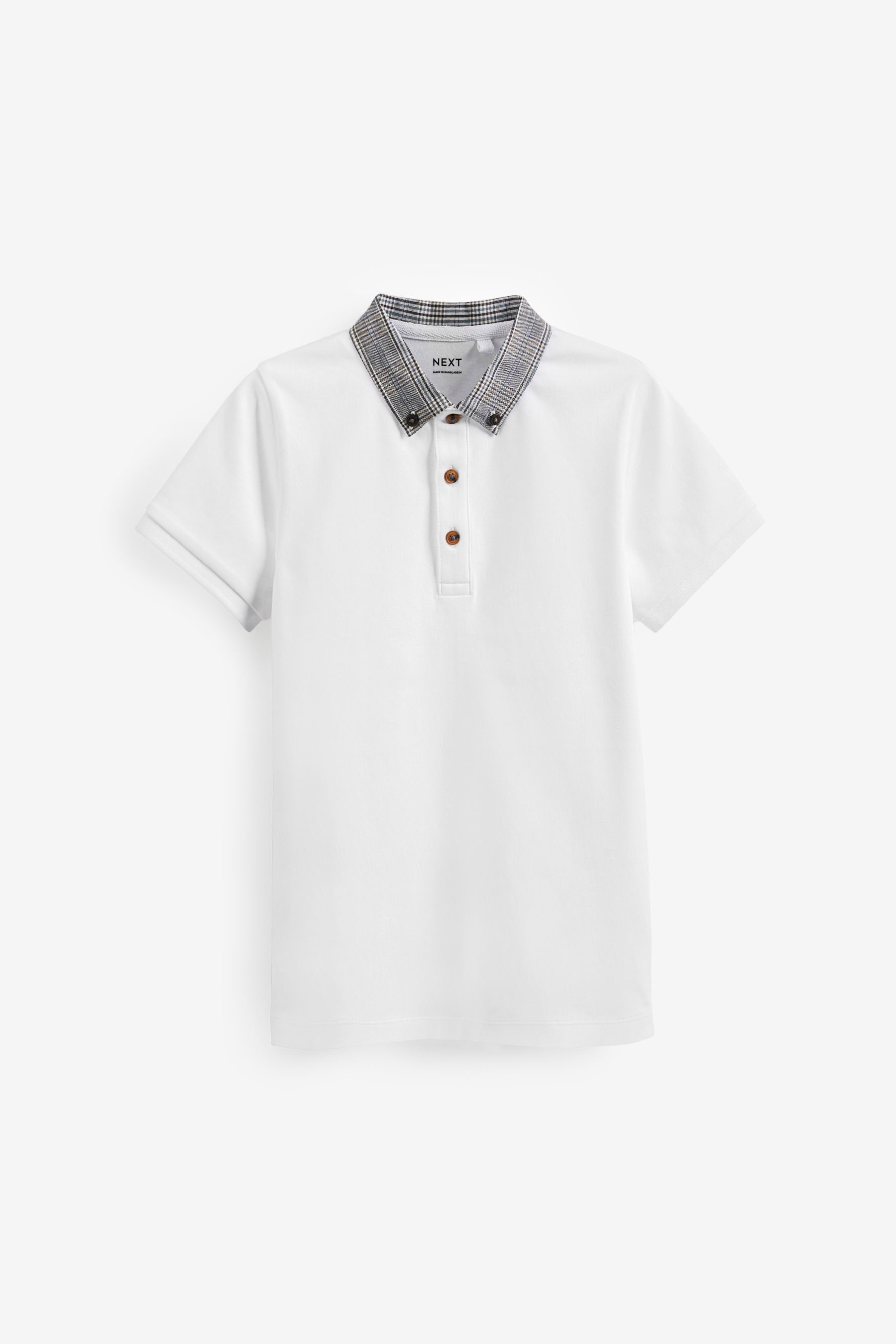 Next Poloshirt Kurzärmeliges Poloshirt mit Kragen und Karomuster (1-tlg)