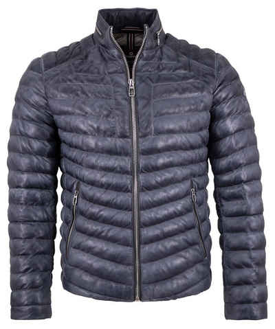 Milestone Lederjacke MSMalik Echtleder Herren Lederjacke Steppjacke Lammnappa mittelblau