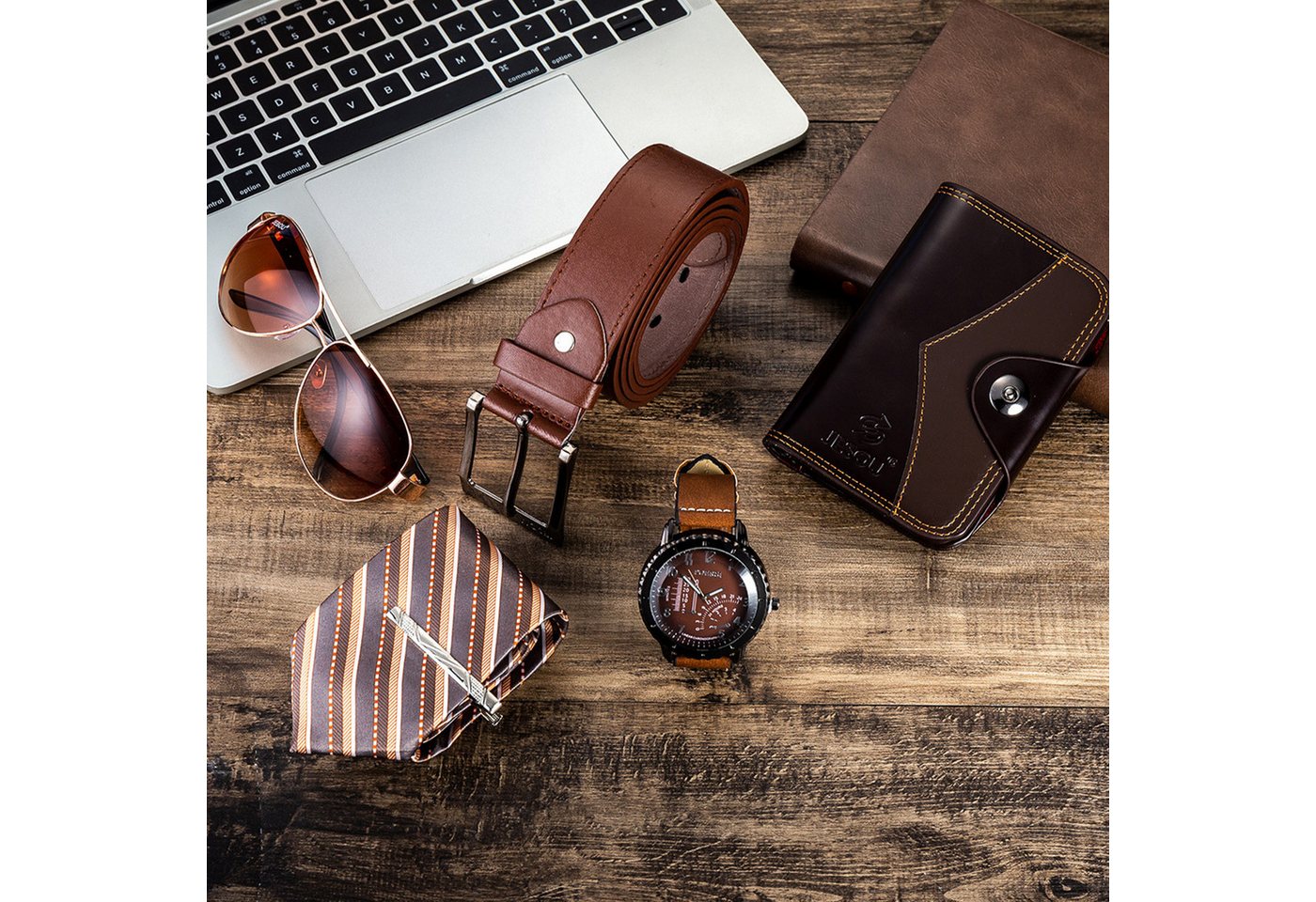 Thumbnail - ibettertec Geschenkbox 5PCS Geschenk mit Gürtel Sonnenbrille Krawatte Geldbörse Set (Männer Geburtstag Hochzeitstag Gesc...