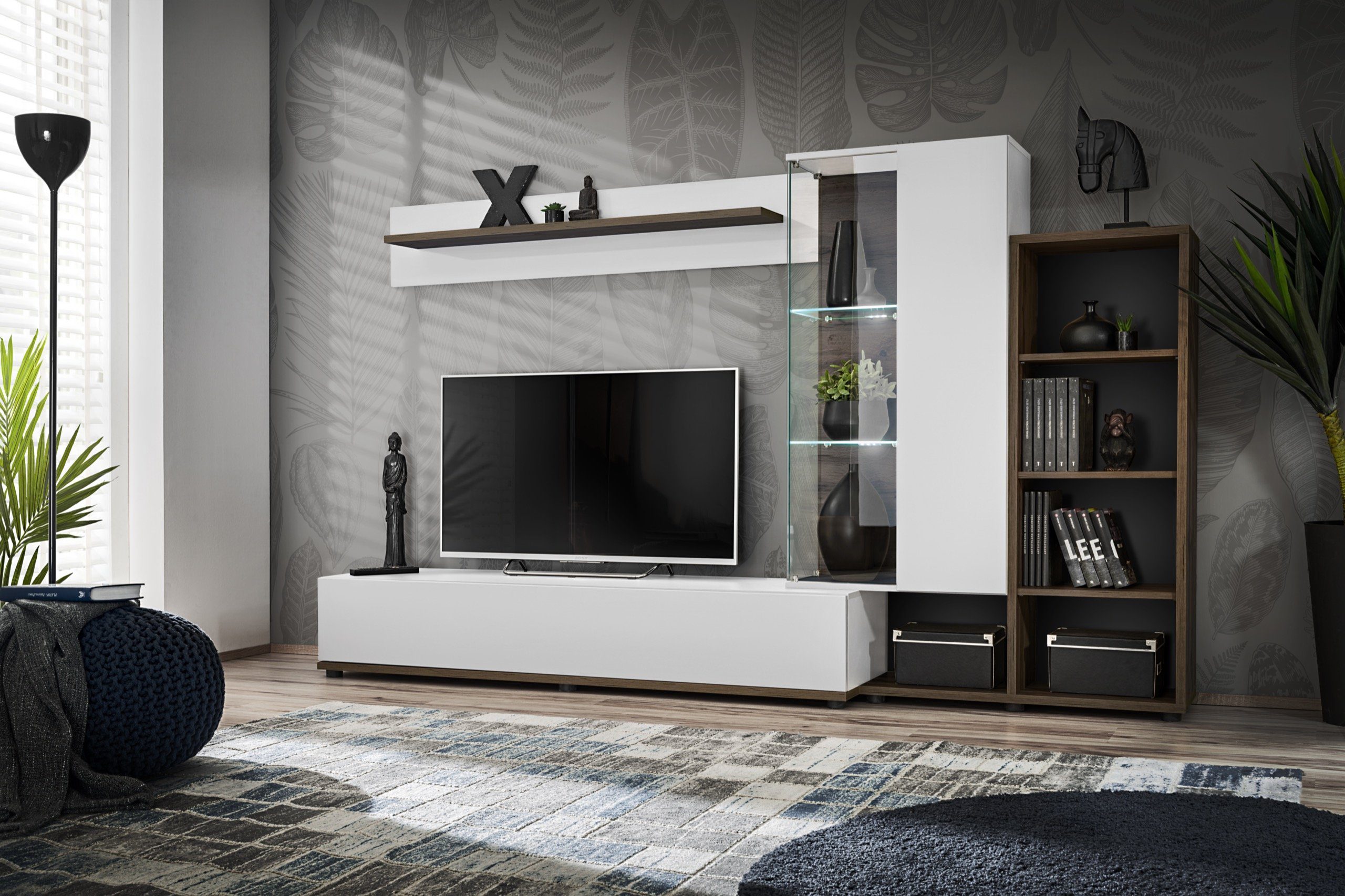 Wohnwand Wohnwand SILK II mit Led Beleuchtung und Push - Click System