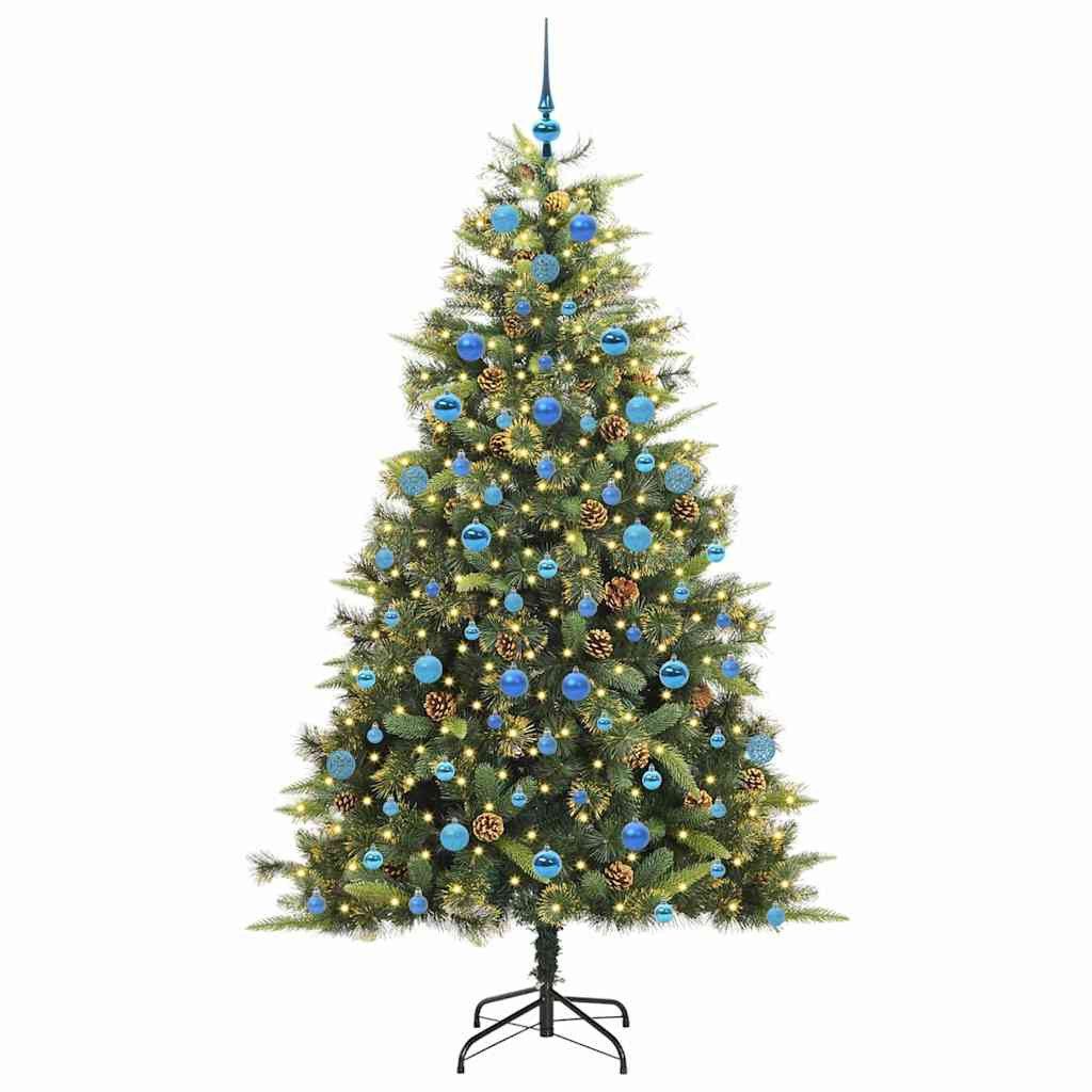 vidaXL Künstlicher Weihnachtsbaum Künstlicher klappbarer Weihnachtsbaum mit Tannenzapfen 210 cm