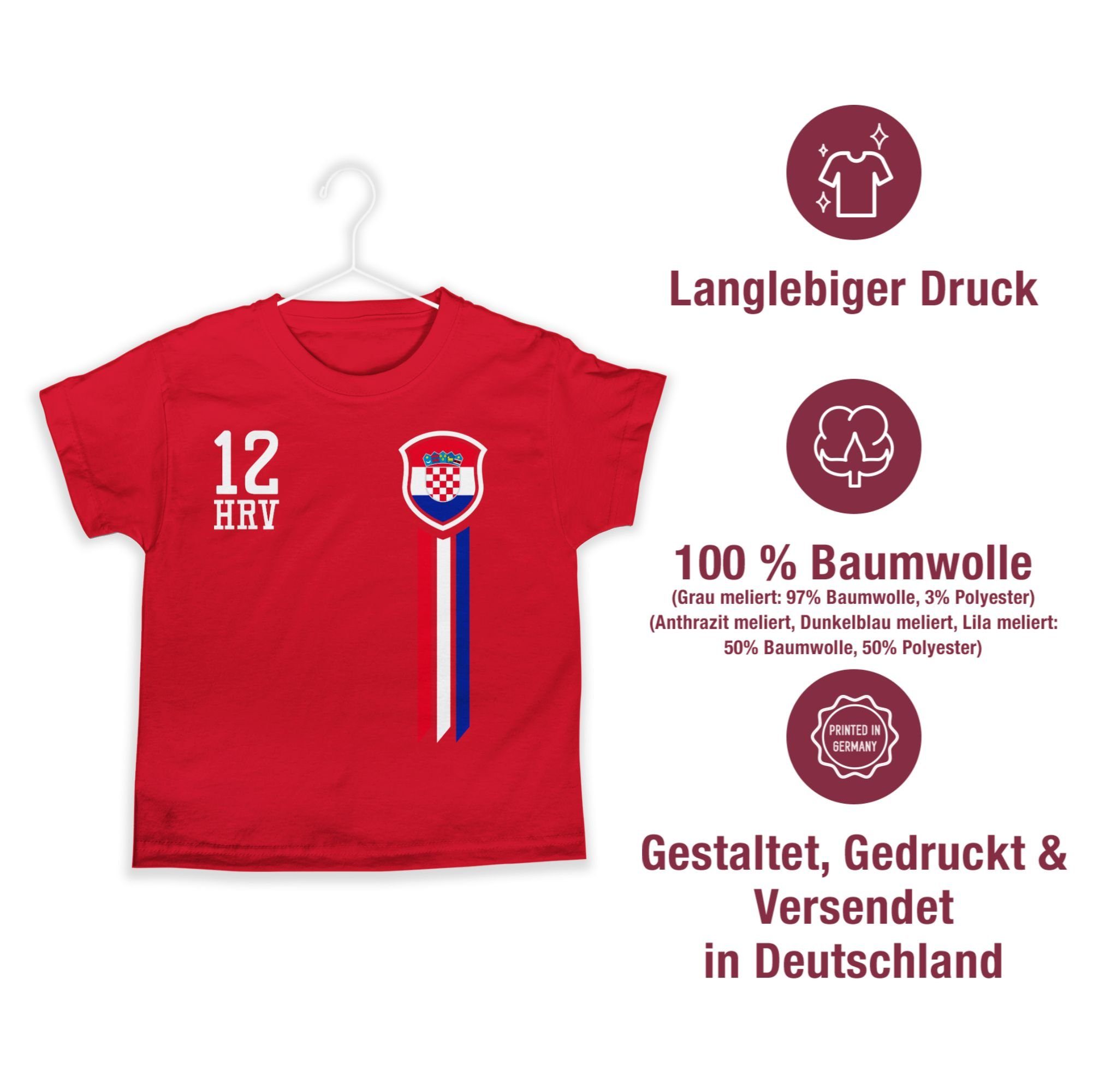 Shirtracer Mann Kinder Kroatien Rot 2 2024 T-Shirt Fan-Shirt EM 12. Fussball