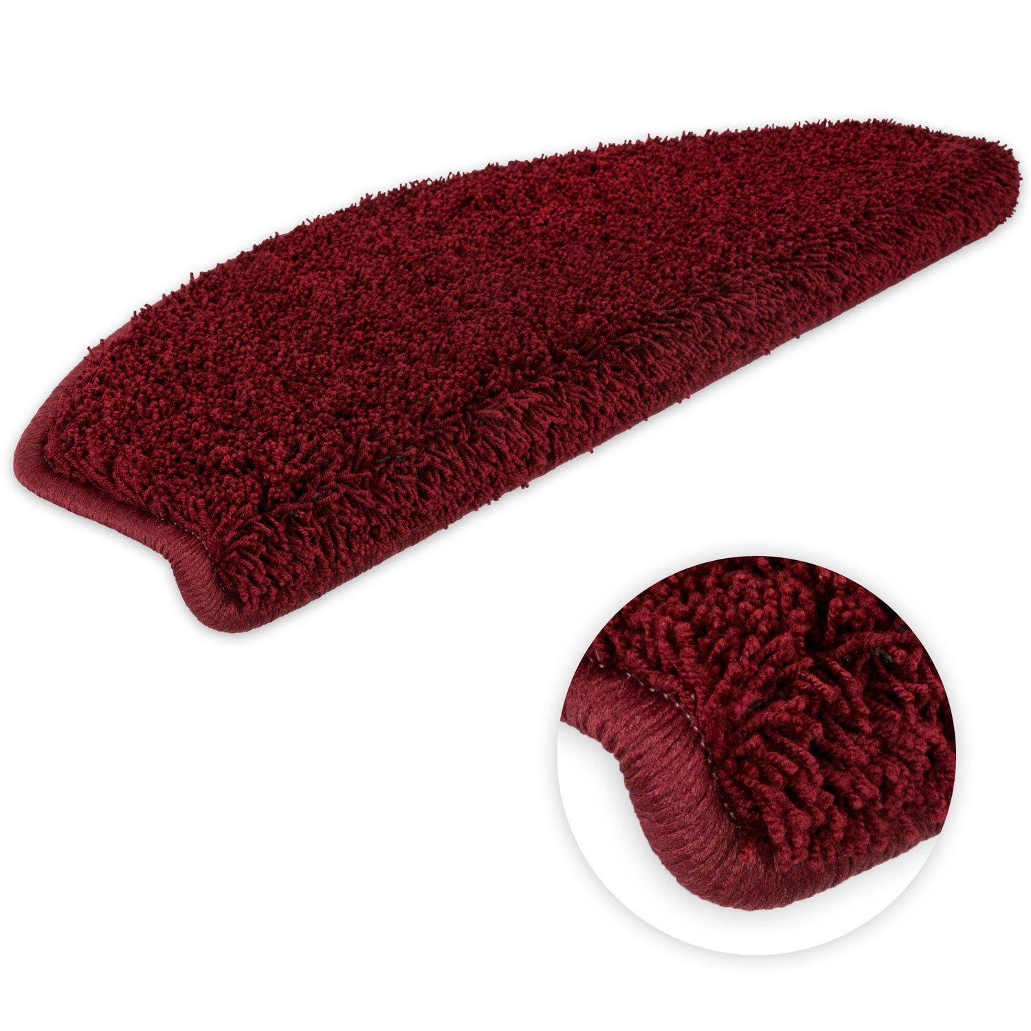 Metzker® Stufenmatte Shaggy Stufenmatten Emphoria Halbrund bordeaux 15 Stüc günstig online kaufen