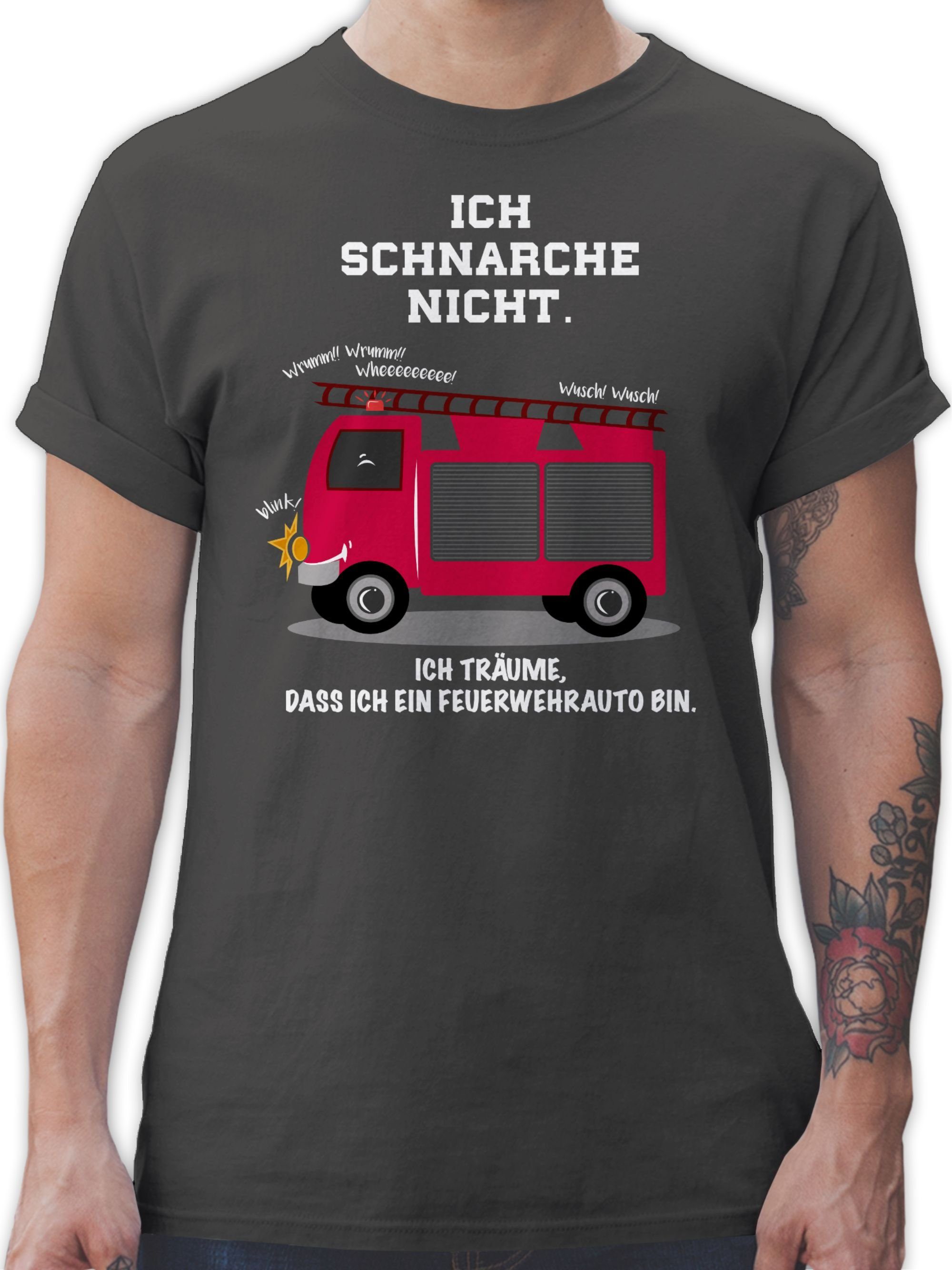 Shirtracer T-Shirt Ich schnarche nicht - Ich träume dass ich ein Feuerwehrauto bin Cartoon Manga Anime 03 Dunkelgrau