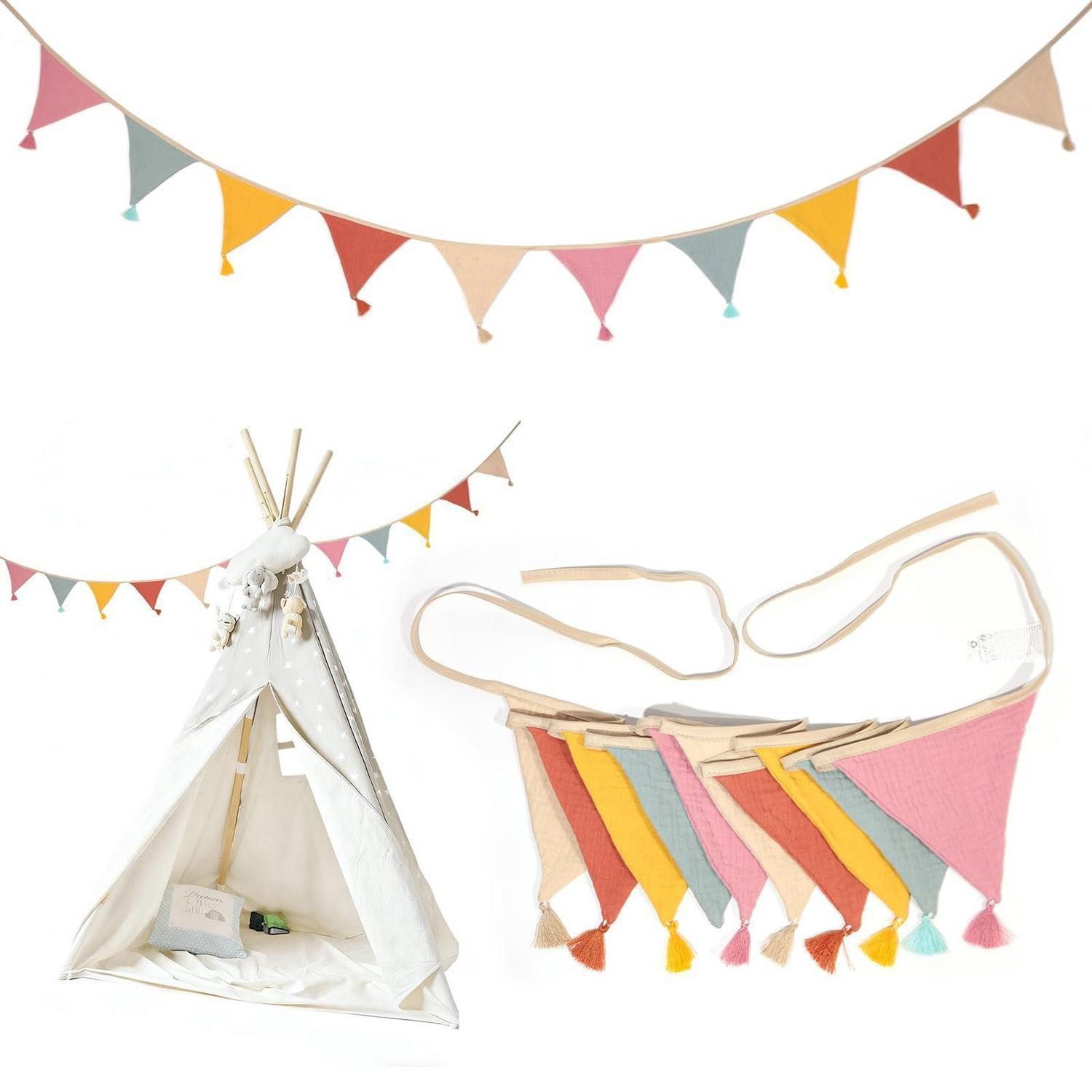 LuxusKollektion Wimpelkette Wimpelkette Kinderzimmer Candy Pink 2,6m