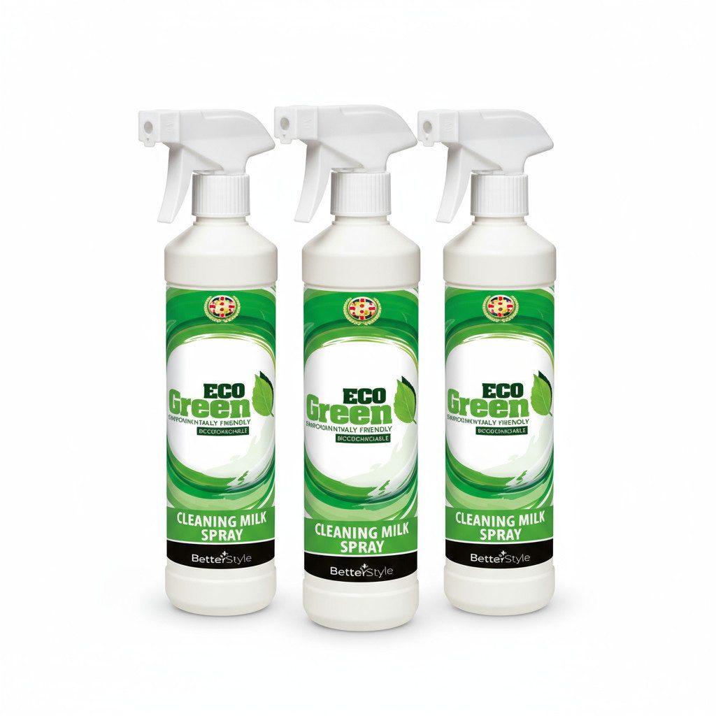 BetterStyle Cleaning Milk Spray 500ml Reinigungsmilch Kunststoff Metall Keramik Allzweckreiniger (Universalreiniger Fettlöser Entkalker Küche Bad Auto, [- Einzelflasche 500ml, 2er Set - 2x 500ml, 3er Set - 3x 500ml Biodegradierbar, Streifenfrei, Eco Green Formel)