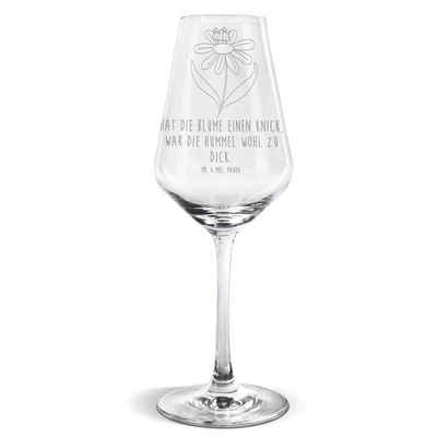 Mr. & Mrs. Panda Weißweinglas Hummel Blume - Transparent - Geschenk, Weißweinglas, Hummeln, Tiermot, Premium Glas, Premium Gravur
