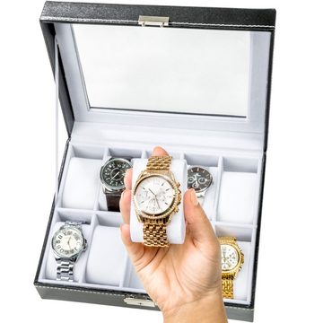 tectake Uhrenbox Uhrenbox mit 10 Fächern inkl. Schlüssel