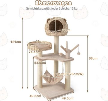 KOMFOTTEU Kratzbaum 5-lagiger, mit Höhle, Katzenbett & Hängematte