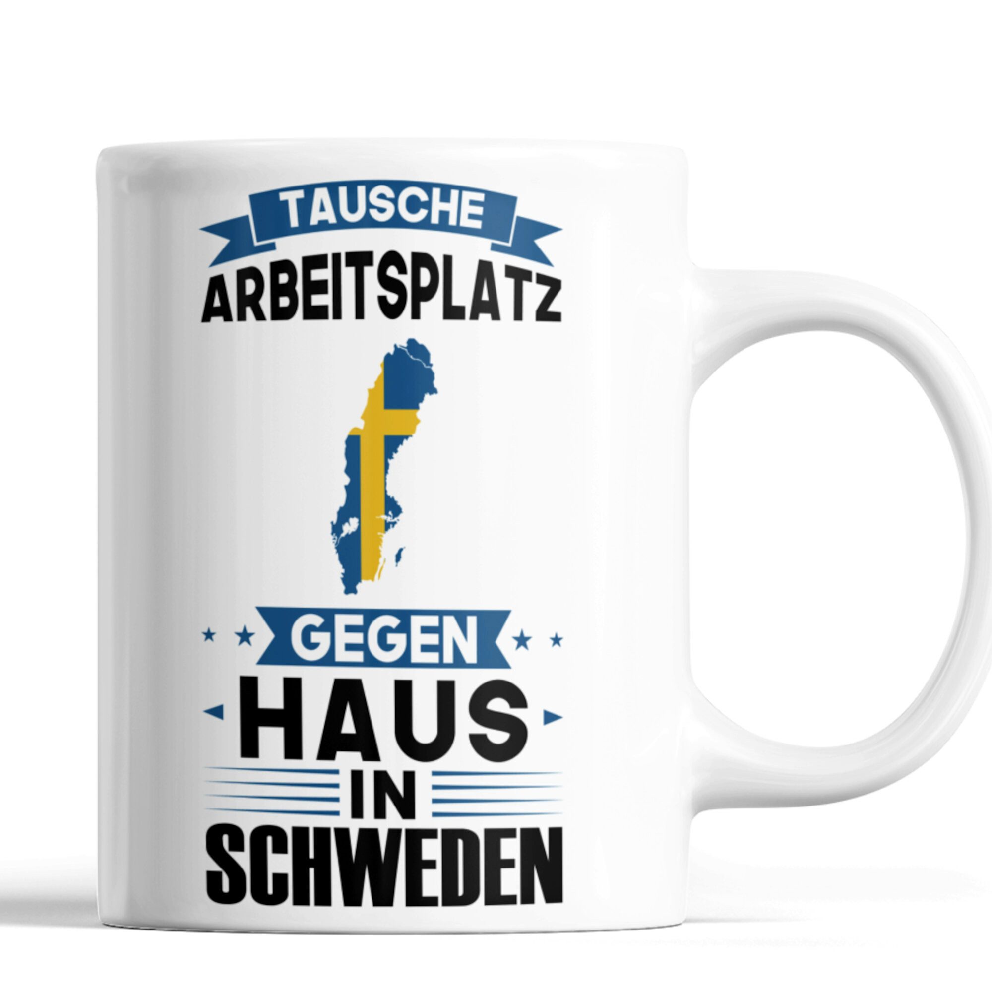 Printmacher Tasse Schweden Tasse, tausche Arbeitsplatz gegen Haus in Schweden, Keramik