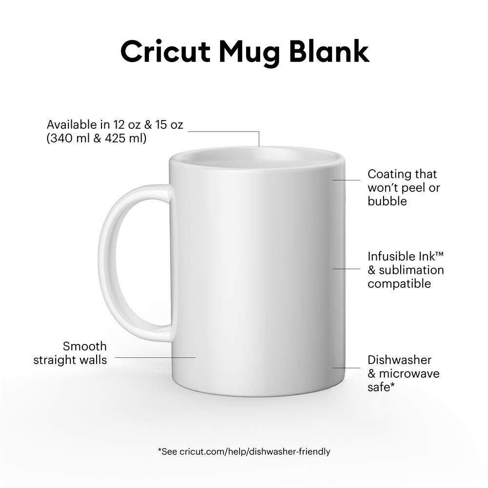 Cricut / 2 2er Doppelpack Ceramic bedruckbar, Cricut mikrowellenfest, geeignet Mug Stück für spühlmaschinenfest, 350ml Tassenrohling, Press, Tasse / Blank Mug Pack White,