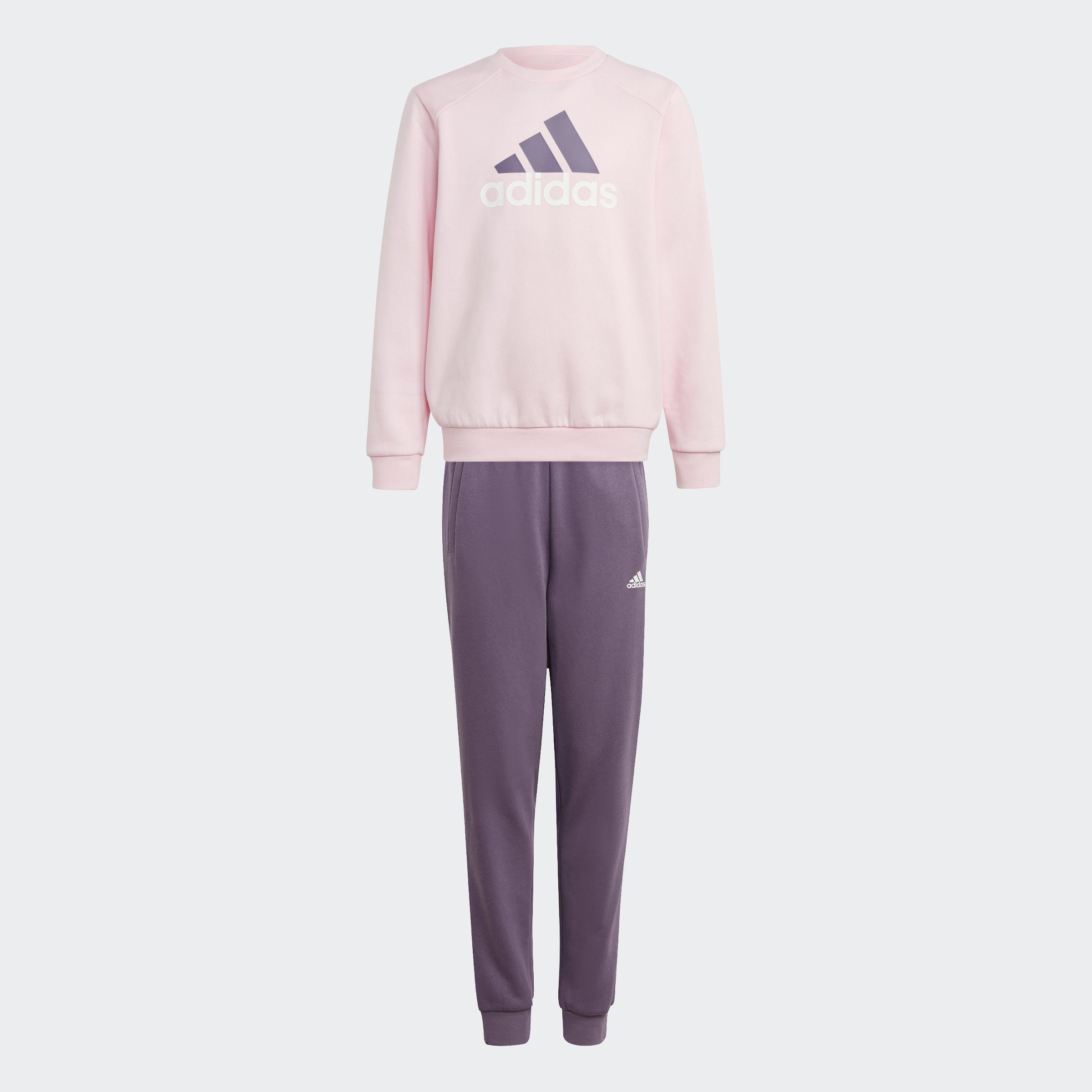 adidas Sportswear Pink Clear ESSENTIALS KIDS BIG JOGGINGANZUG / Trainingsanzug White / (2-tlg) Shadow Violet LOGO