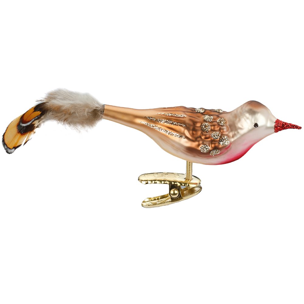 INGE-GLAS® Christbaumschmuck Rotfink 10,5cm Vogel (1-tlg), mundgeblasen, handbemalt