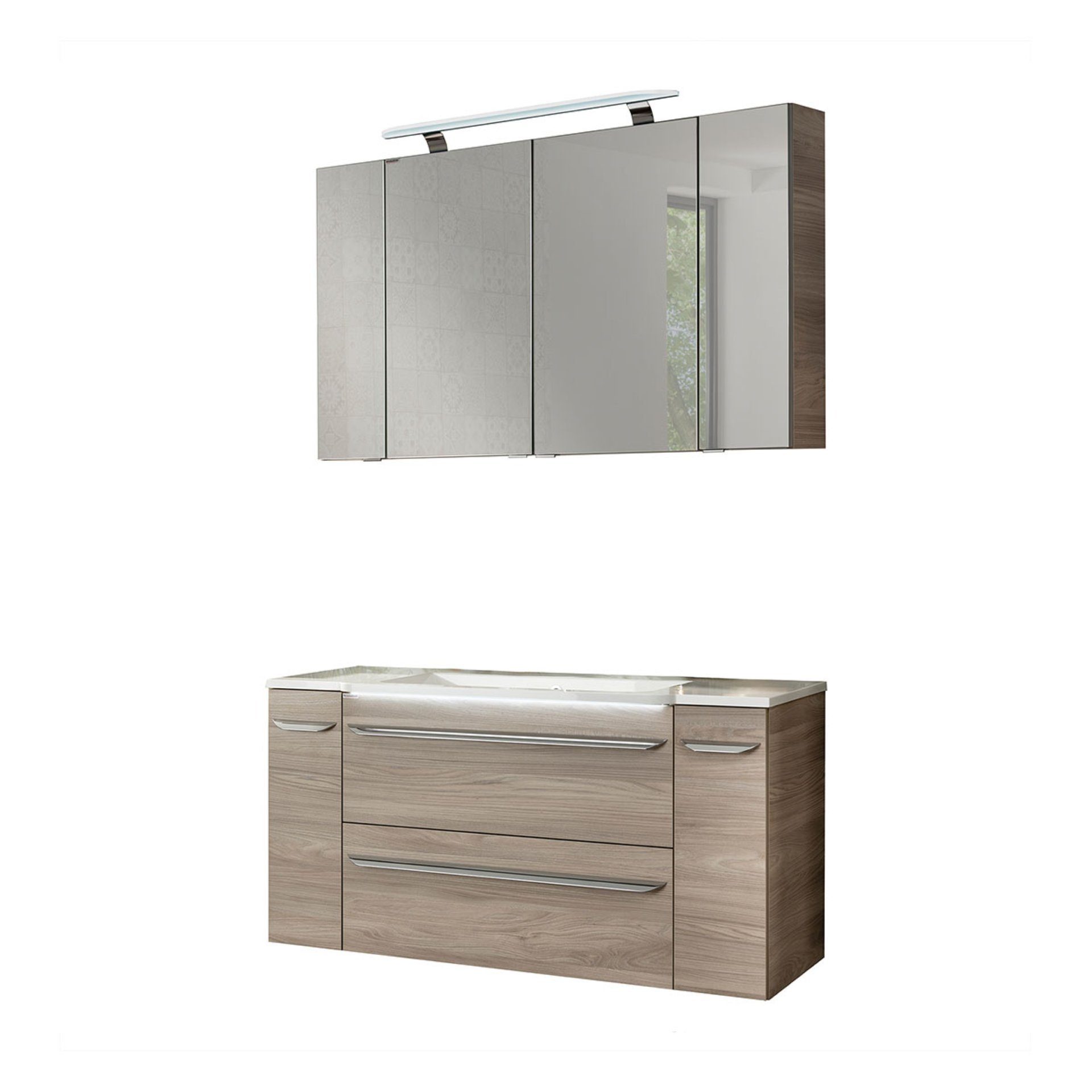 FACKELMANN Badmöbel-Set LUXOR 7-teiliges Set, LED-Spiegelschrank + Unterschrank