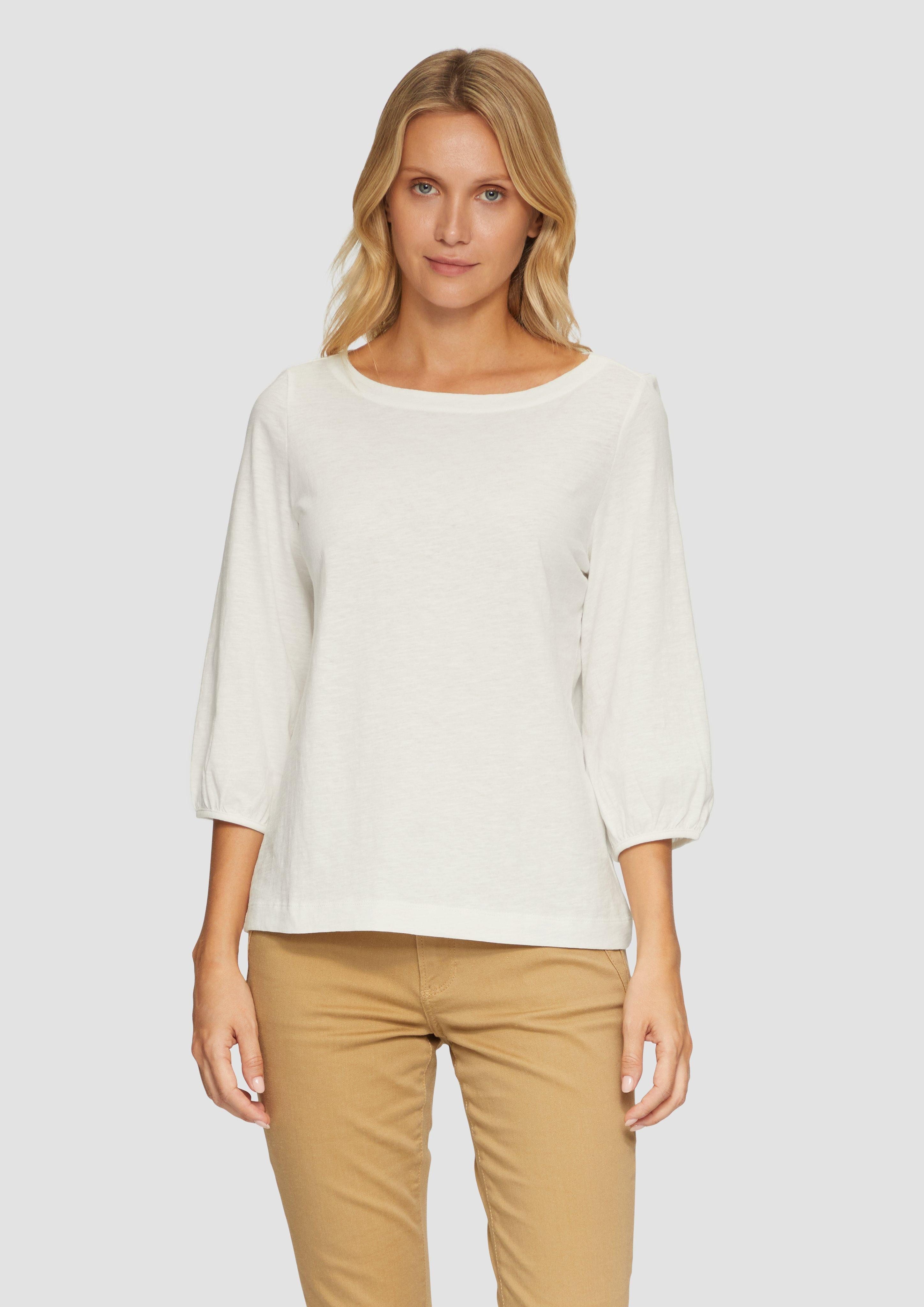 s.Oliver 3/4-Arm-Shirt Baumwollshirt mit U-Boot-Ausschnitt günstig online kaufen