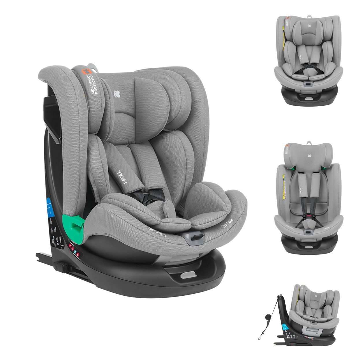 Kikkaboo Autokindersitz Kindersitz i-Roll i-Size, ab: 0, bis: 12, (40-150cm) Isofix 360-Grad-Drehung Kopfstütze
