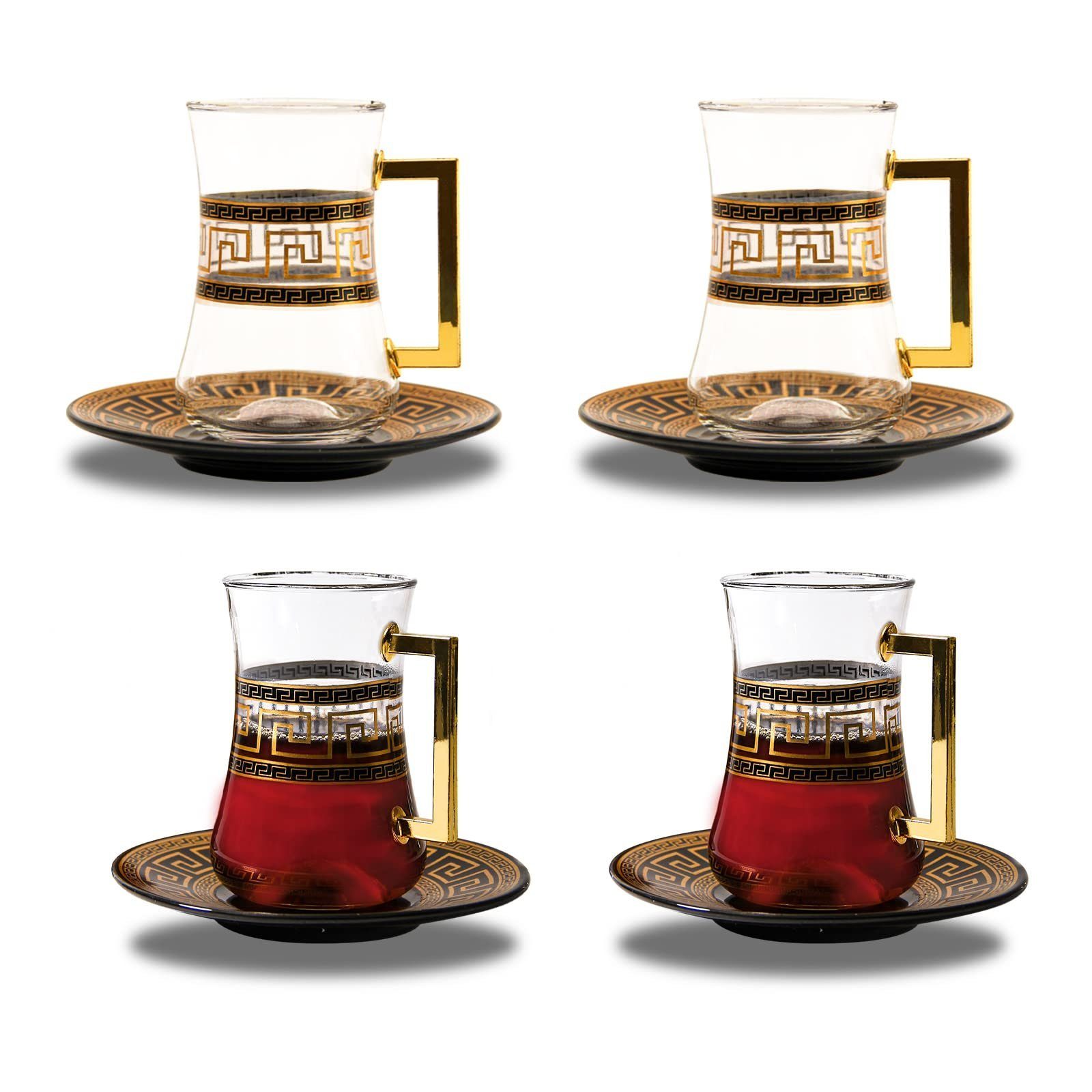 Teeglas Türkisches Tee Set, Glas Türkische Teegläser mit Untertasse