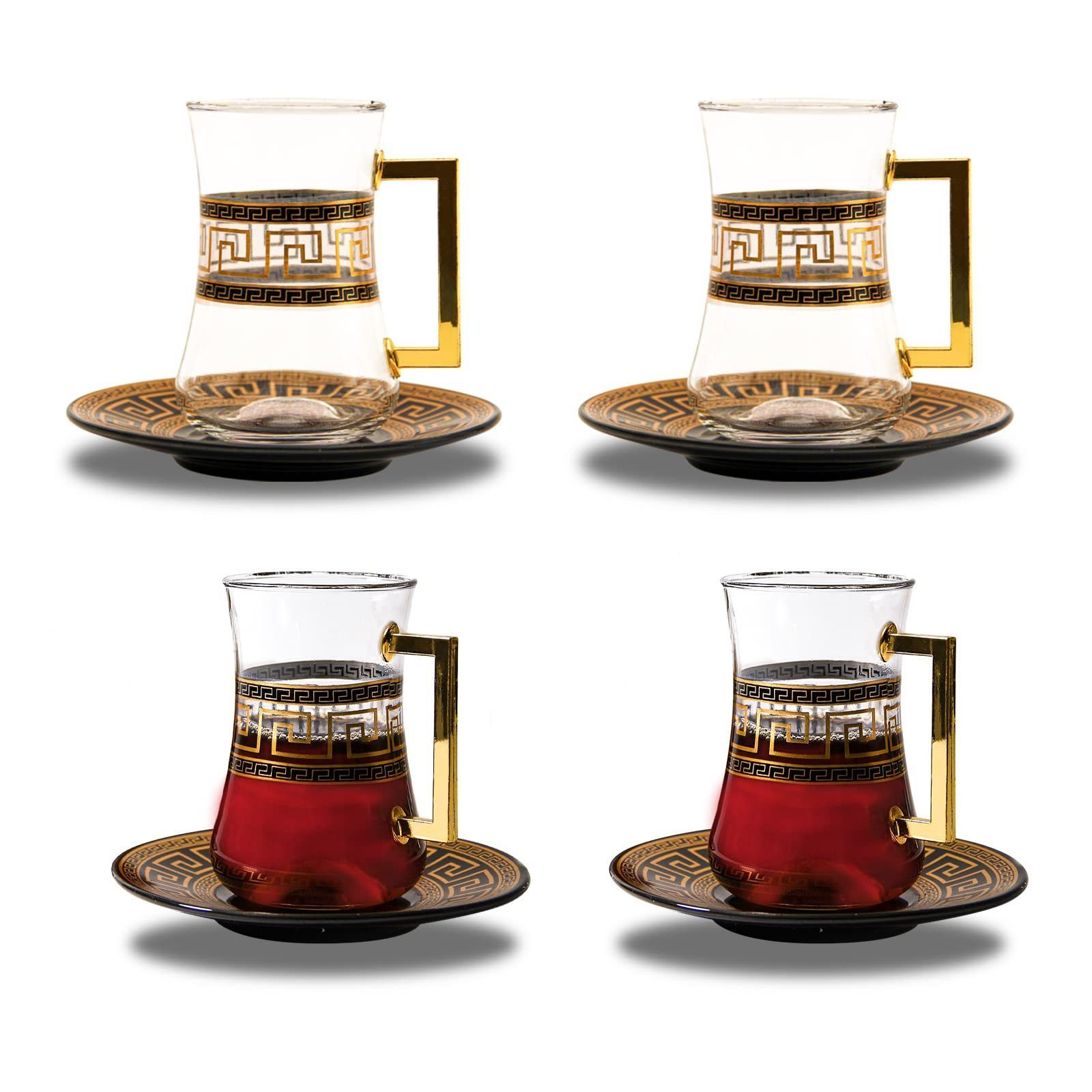 LB LICHTENBERG Teeglas Türkisches Tee Set, Glas Türkische Teegläser mit  Untertasse