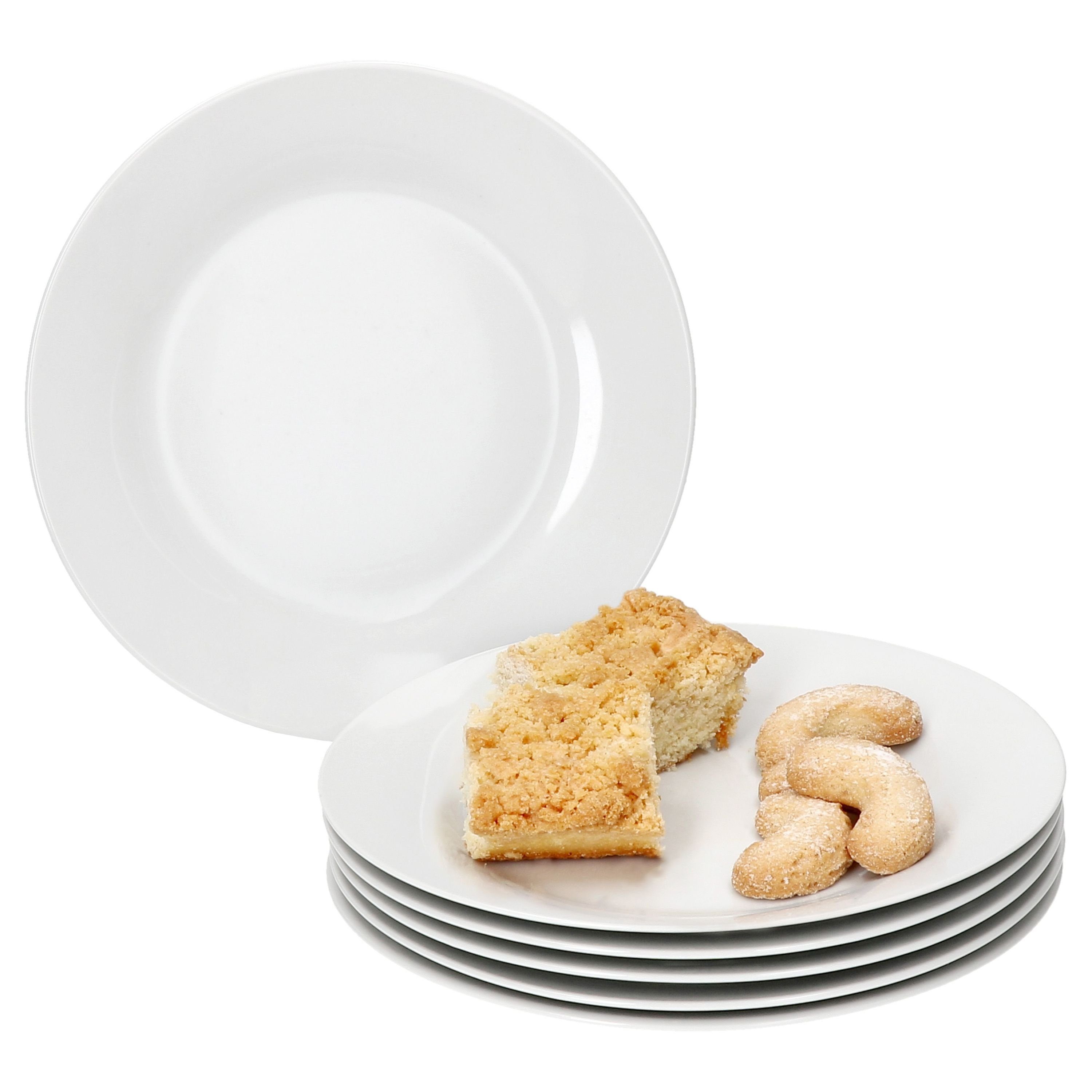MamboCat Frühstücksteller 6er Set Tommy Kuchenteller weiß Porzellan 6 Personen Dessertteller