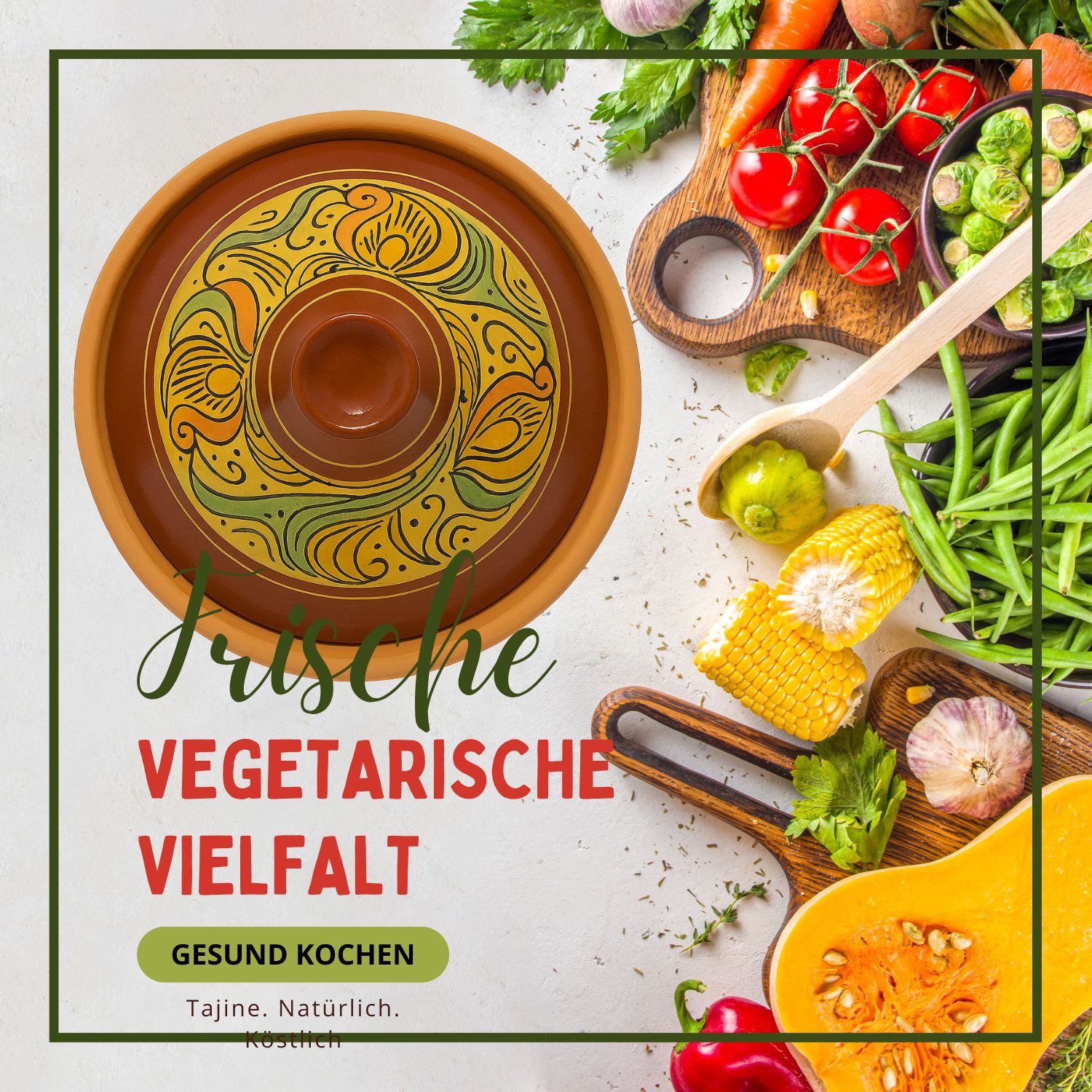 Marrakesch Orient & Mediterran Interior Dampfgartopf Tajine Shasha Ø31cm natur glasiert inkl. Nord Afrikanische Kochbuch, Lehm (1-tlg), Handarbeit