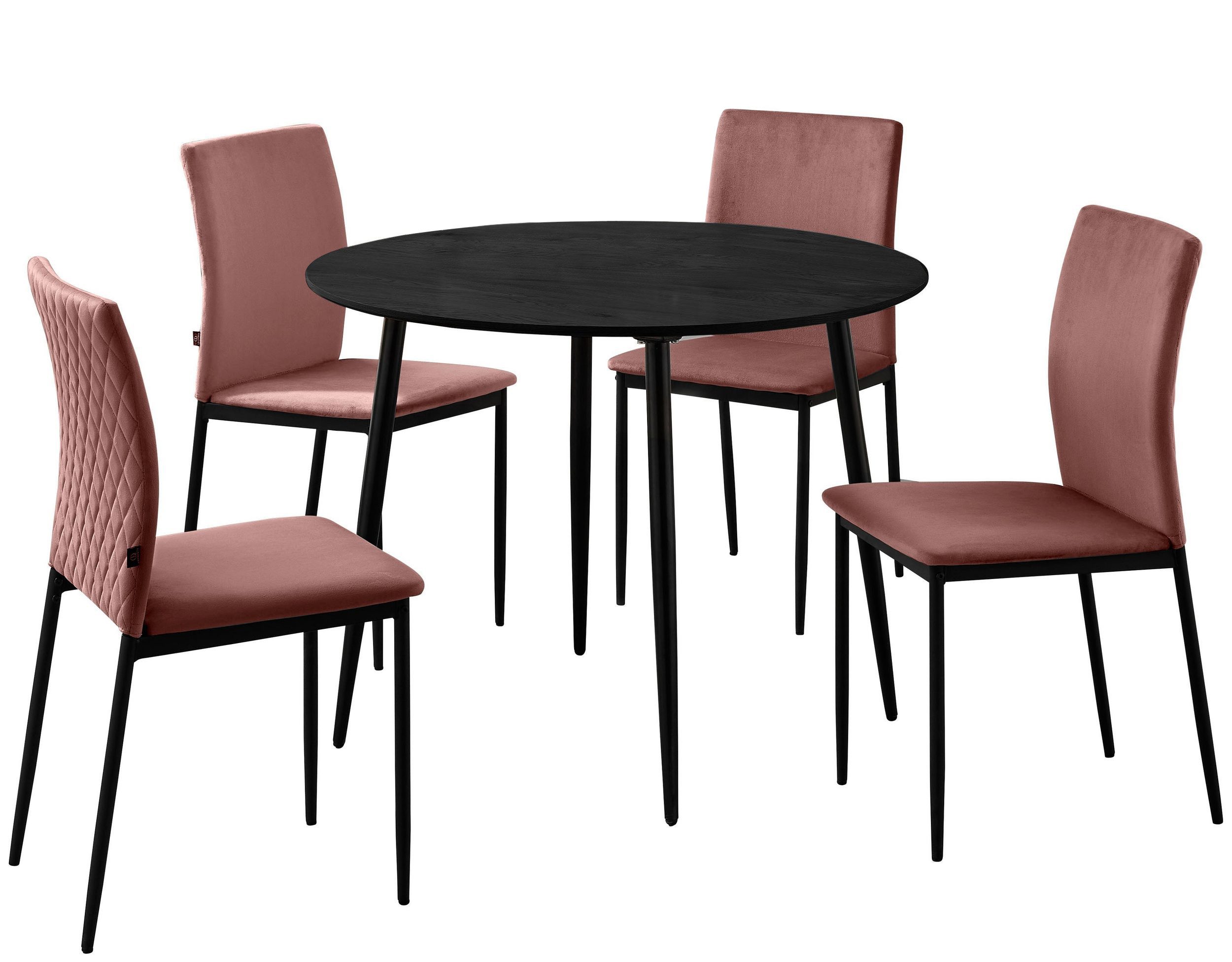loft24 Essgruppe Padova, (5-tlg), 1 runder Tisch Ø100 cm, 4 Stühle, Metallgestell