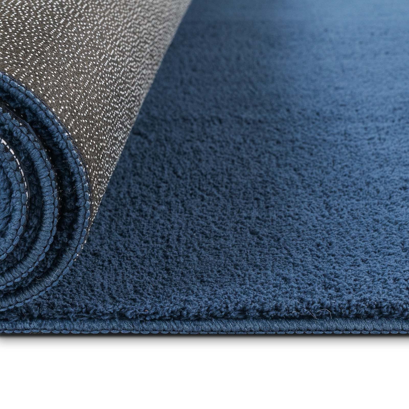 TaraCarpet Teppich Fiona Uni Kurzflor-Teppich, waschbar und supersoft, rechteckig, Höhe: 14 mm, 14 mm Kurzflor, rechteckig, Farbe Blau, Größe 50x80 cm – Bild 5 von 5