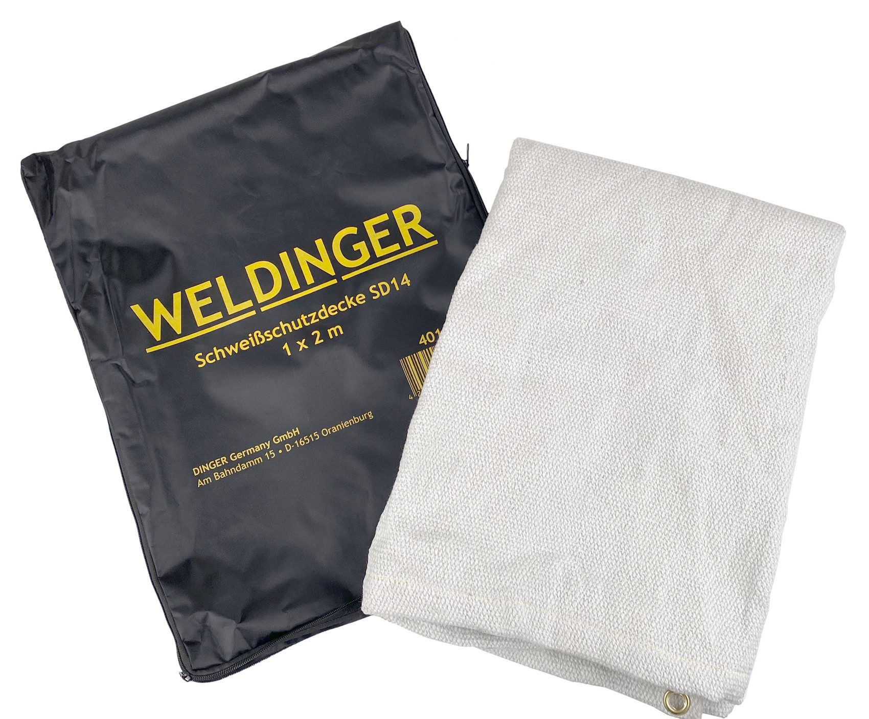 WELDINGER Schweißerschürze Schweißschutzdecke SD14 Keramikfaser 100x200 cm bis 1260°C mit Tasche, (Set, 2-tlg., Schweißschutzdecke SD 14, Schutztasche), gegen Funken, Schweißspritzer, flüssiges Metall und Hitzeschock