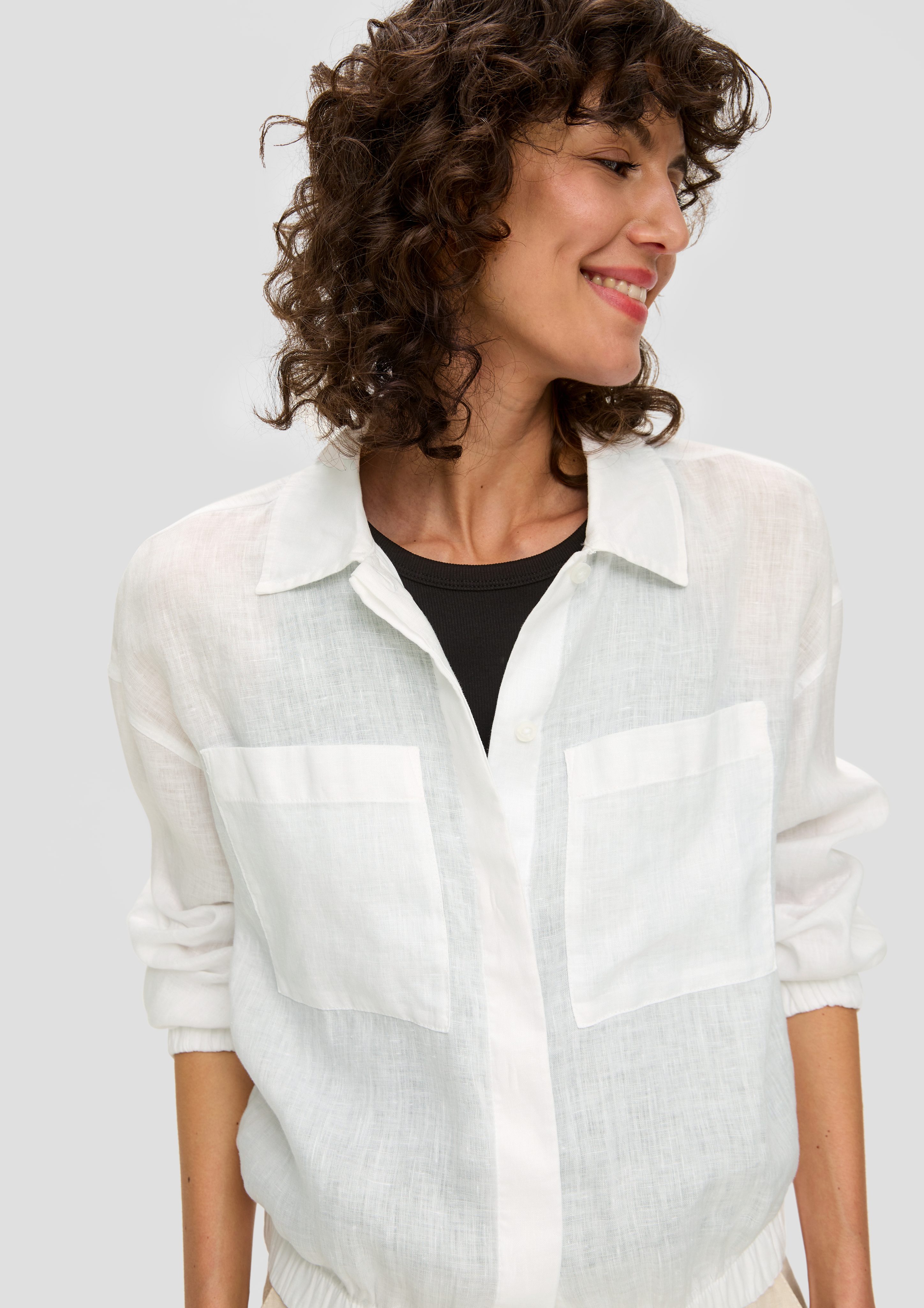s.Oliver Kurzarmshirt Blusenjacke aus Leinen günstig online kaufen