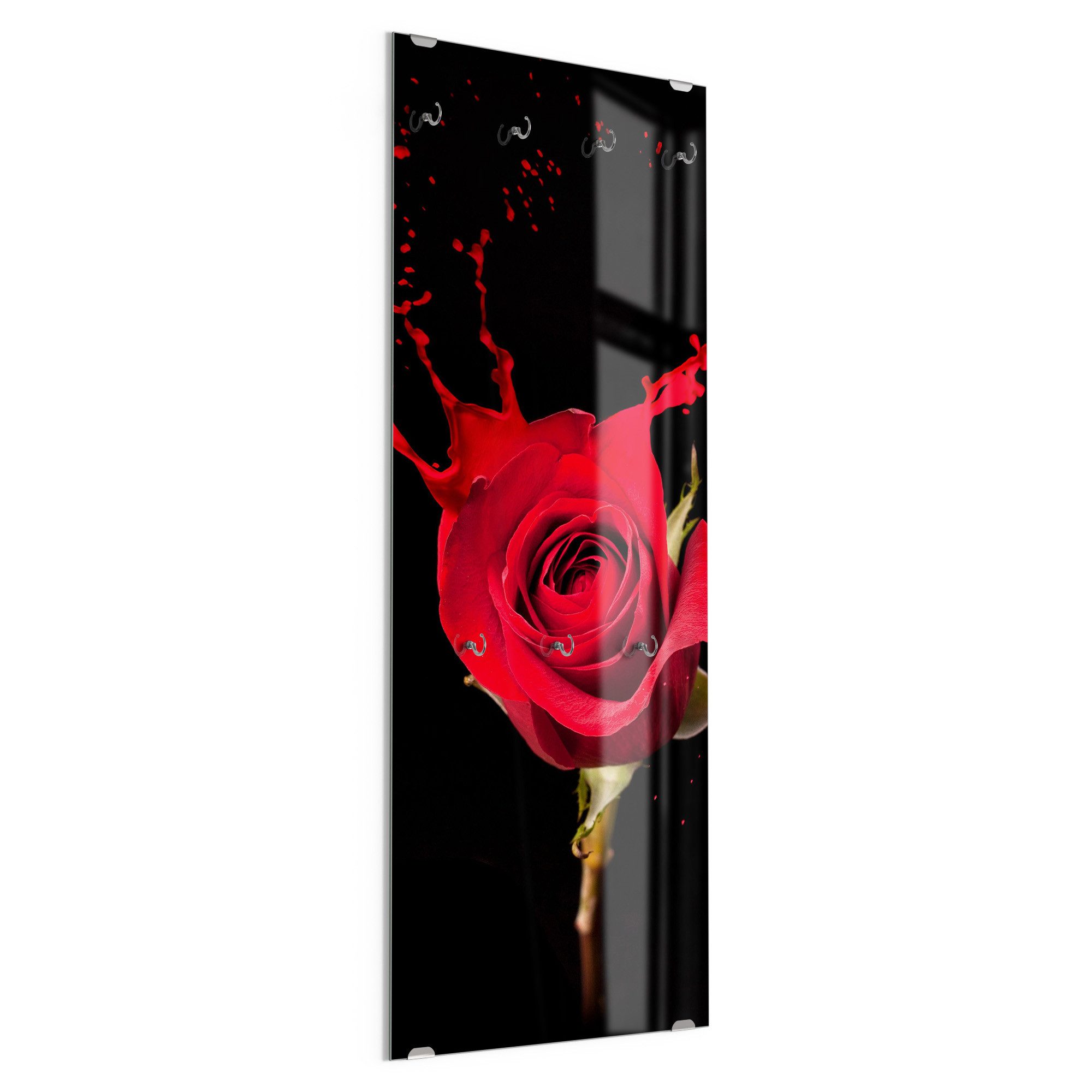 DEQORI Kleiderhaken 'Zerfließende Rosenblüte', Glas Garderobe hängend Flur Jackenhalter modern Wandgarderobe Haken