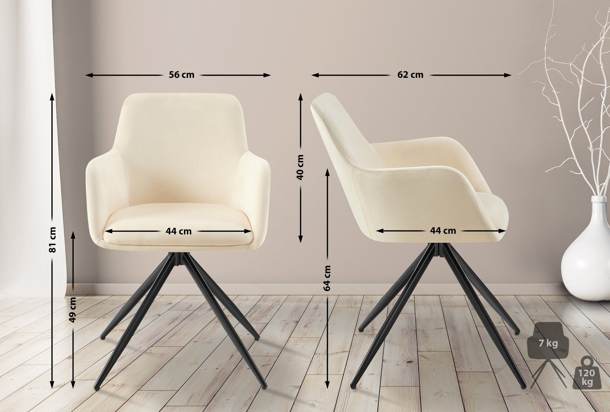 CLP Esszimmerstuhl Olema, mit Samtbezug, schwenkbarer Polster-Stuhl günstig online kaufen