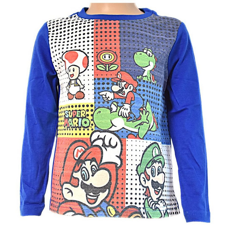 cm Shirt cm-128 Größe Langarmshirt Jungen Gamers Super 98 aus Baumwolle Kinder Mario