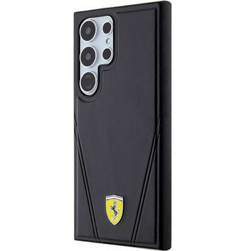 Ferrari Handyhülle Case Galaxy S24 Ultra MagSafe Kunstleder schwarz Logo 6,8 Zoll, Kantenschutz