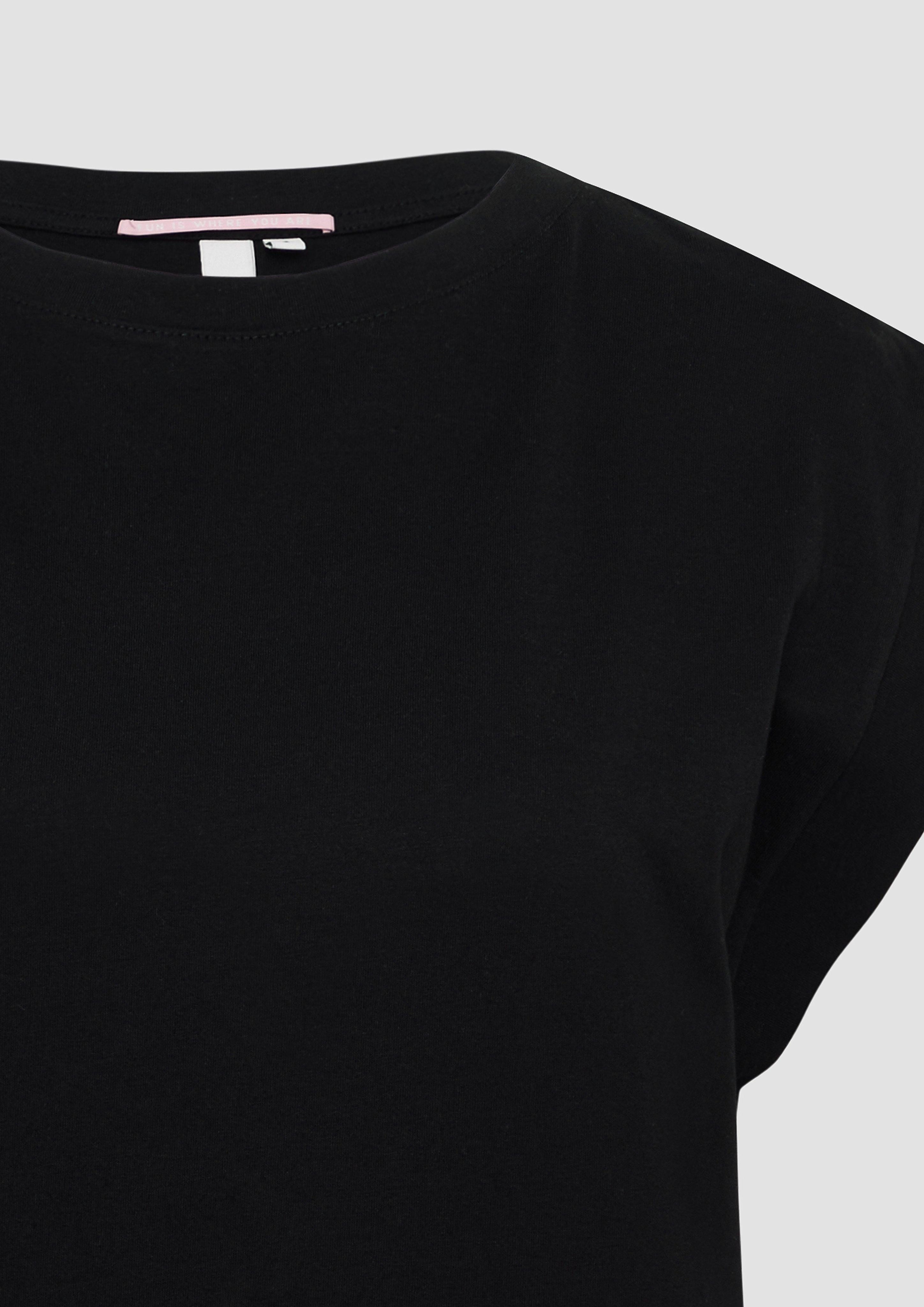 QS Kurzarmshirt Baumwollshirt mit überschnittenen Schultern günstig online kaufen