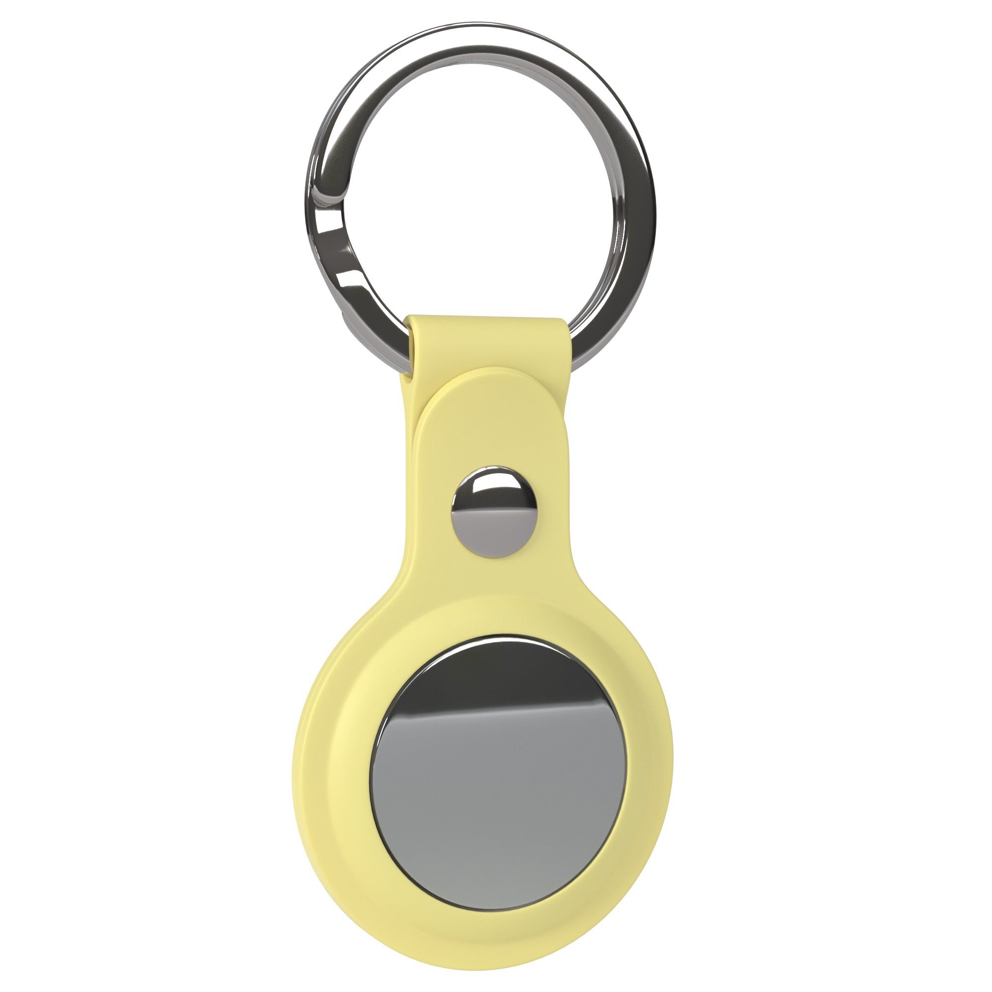 EAZY CASE Schlüsselanhänger Anhänger kompatibel mit Apple AirTag, Airtag Hülle mit kurzer Silikon Schlaufe Kratzfest GPS Tasche Gelb