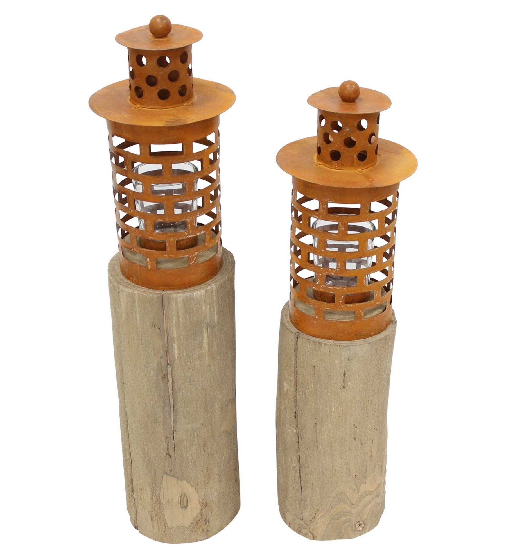 Home-trends24.de Windlicht Türmchen Kerzenhalter Rost Deko Windlich 2er-Set (2 St)