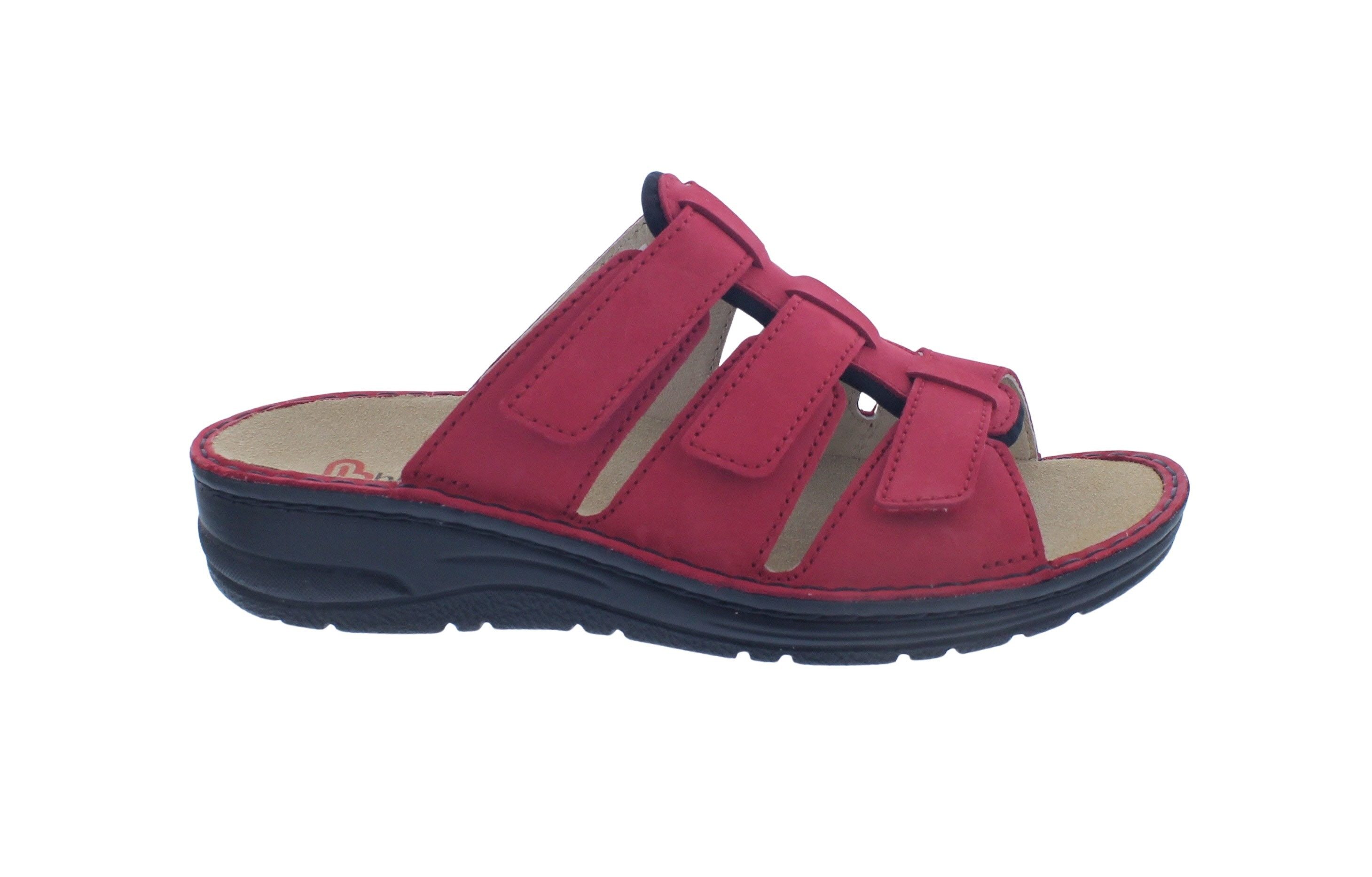 Berkemann Senta Pantolette, Nubukleder, Rot, Wechselfußbett, Weite F-J Pantolette