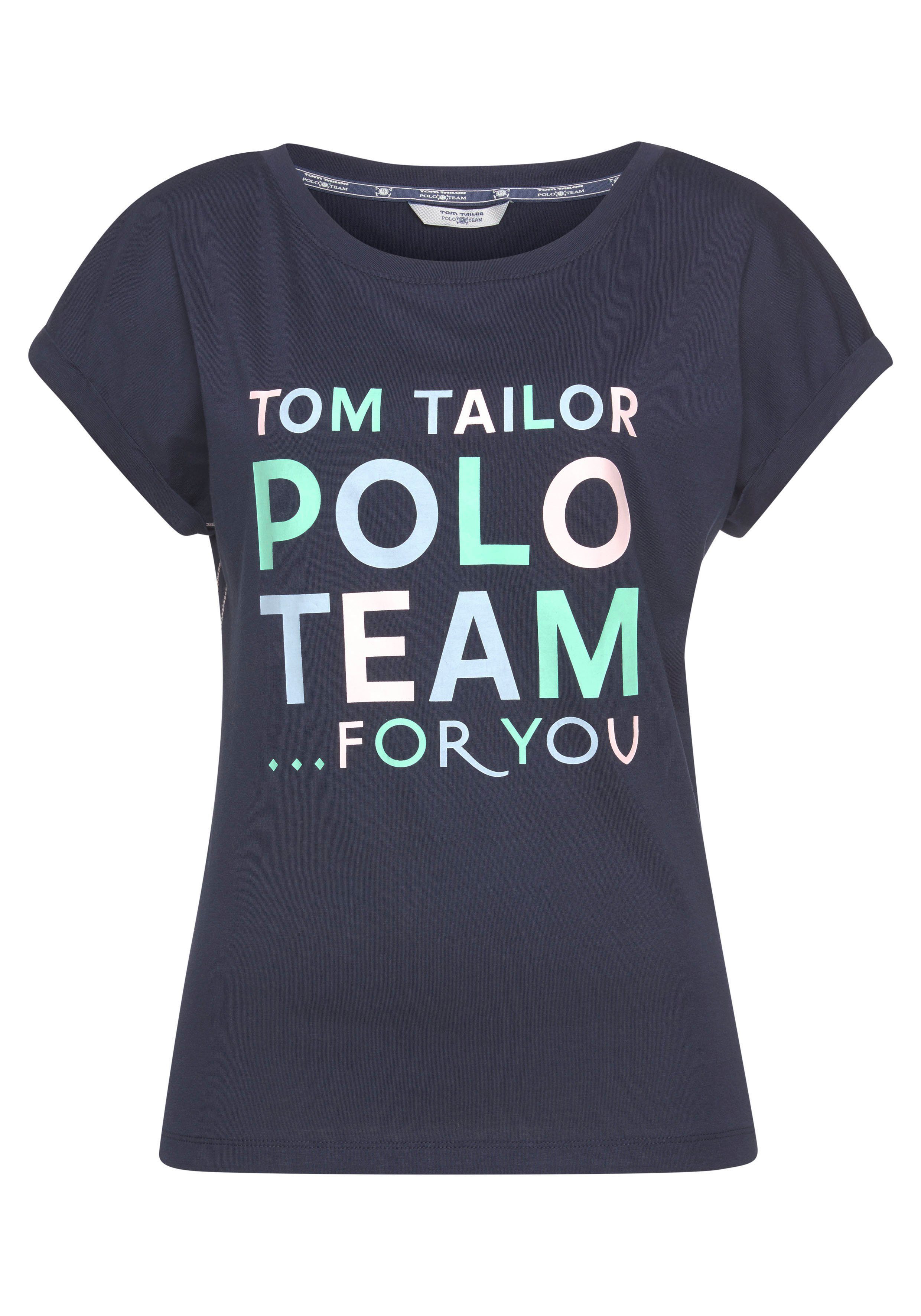 Logo-Print Team großem TOM TAILOR farbenfrohen Print-Shirt Polo