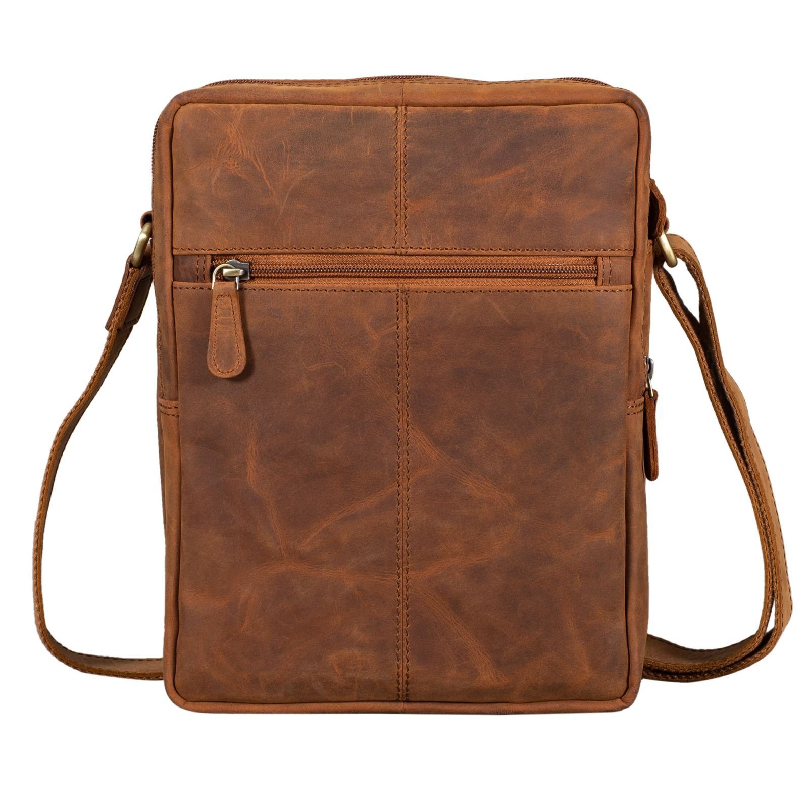 Klein Vintage Bag Leder Tasche dunkelbraun tan - "Irving" STILORD Messenger