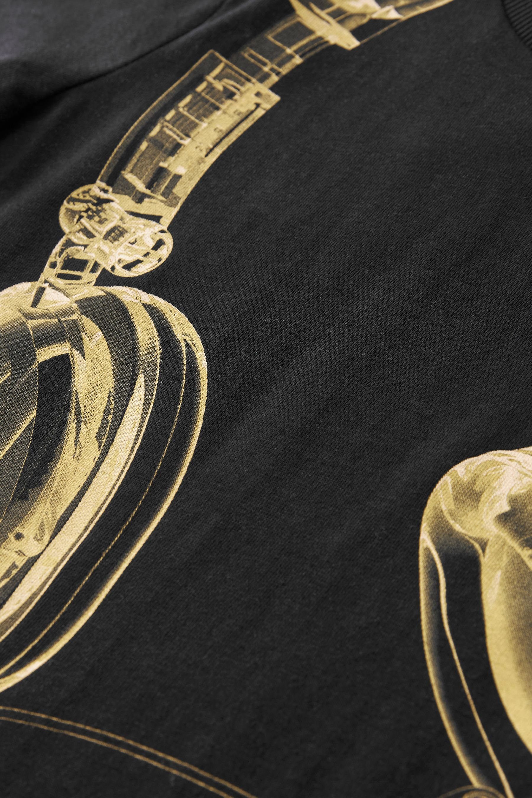 Next T-Shirt Grafik-T-Shirt (1-tlg) Black/Gold Headphones