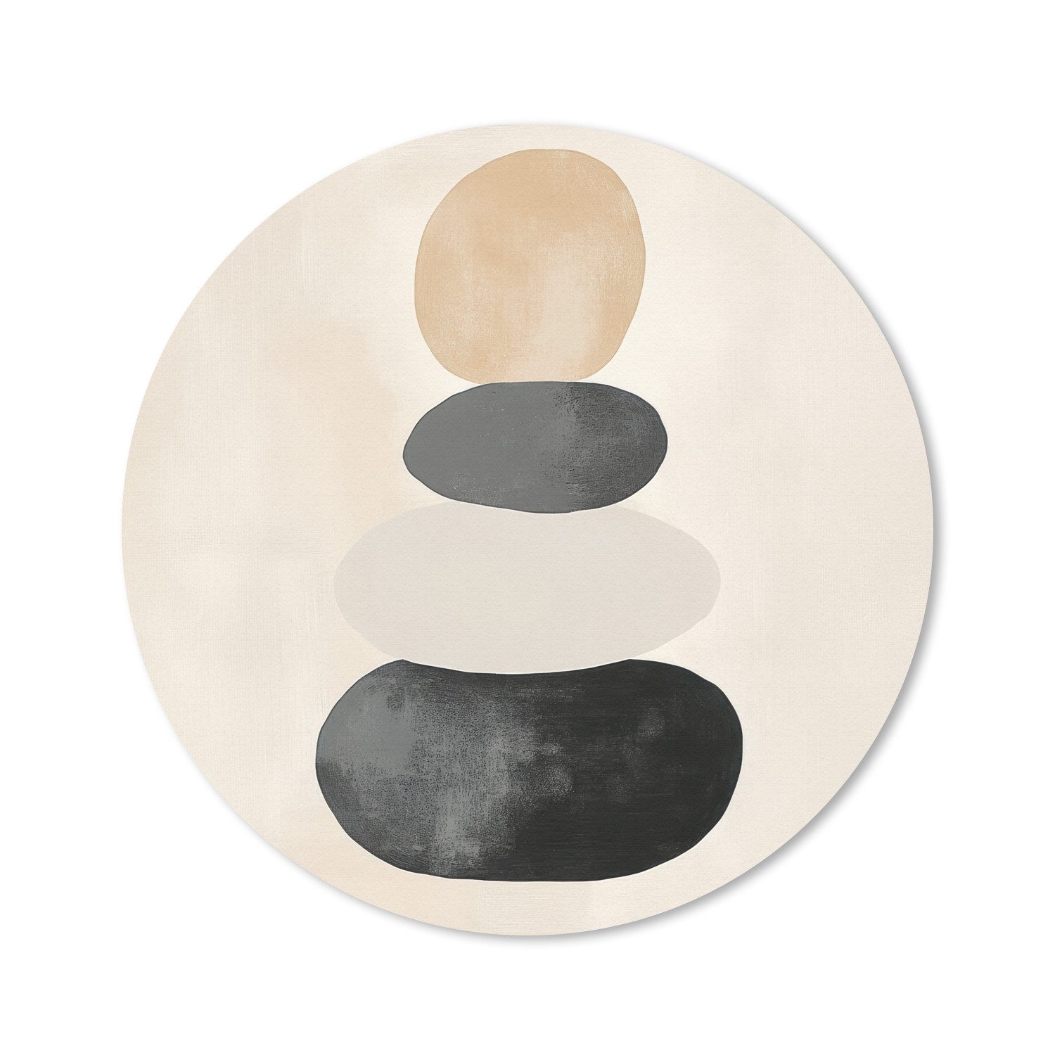 MuchoWow Mauspad Japandi - Wabi sabi - Beige (1-St), Büro für Tastatur und Maus, Mousepad Gaming, Rund 20x20 cm