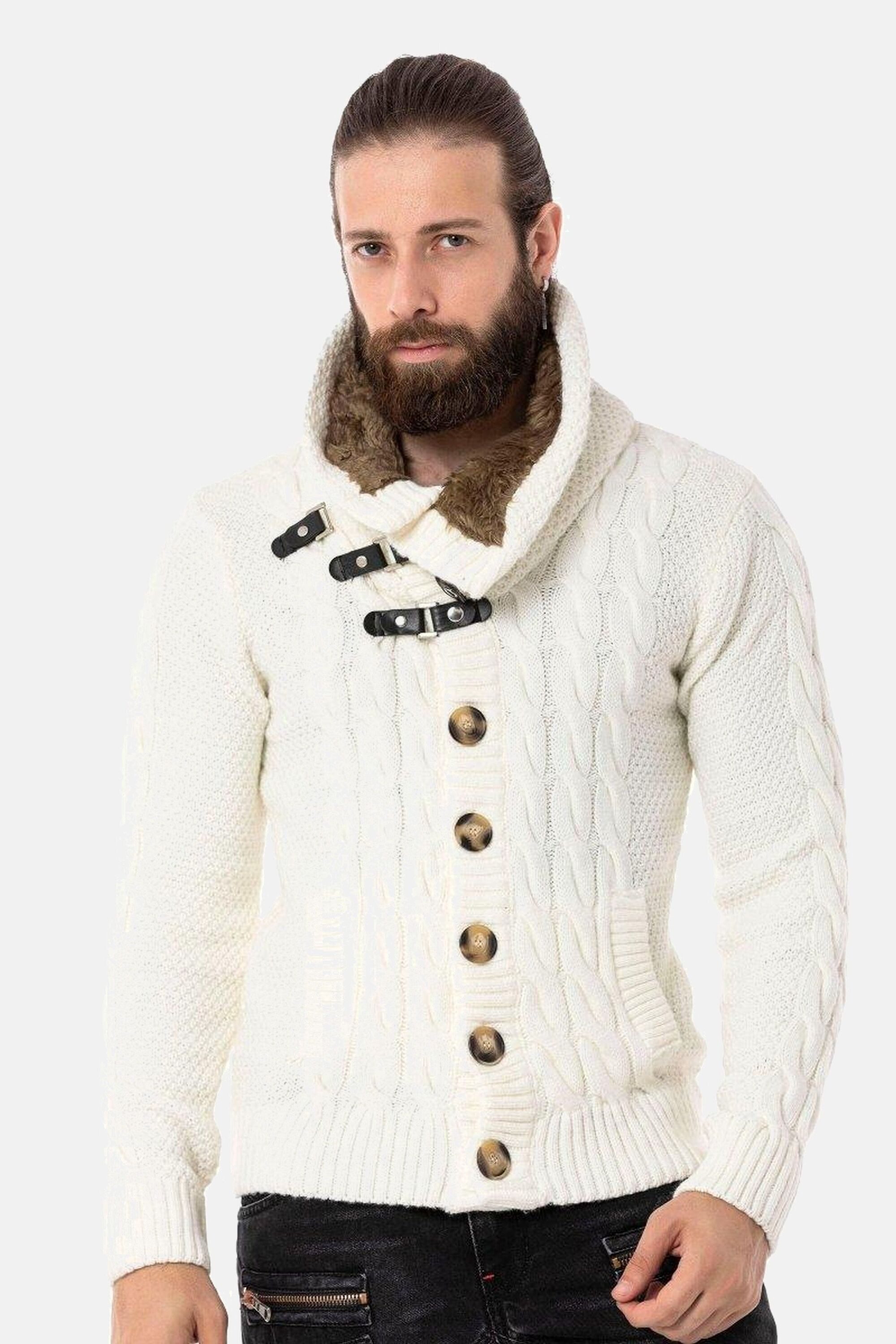 Cipo & Baxx Вязаные свитера Пуловеры (1-tlg) mit trendigem Schalkragen, CP265