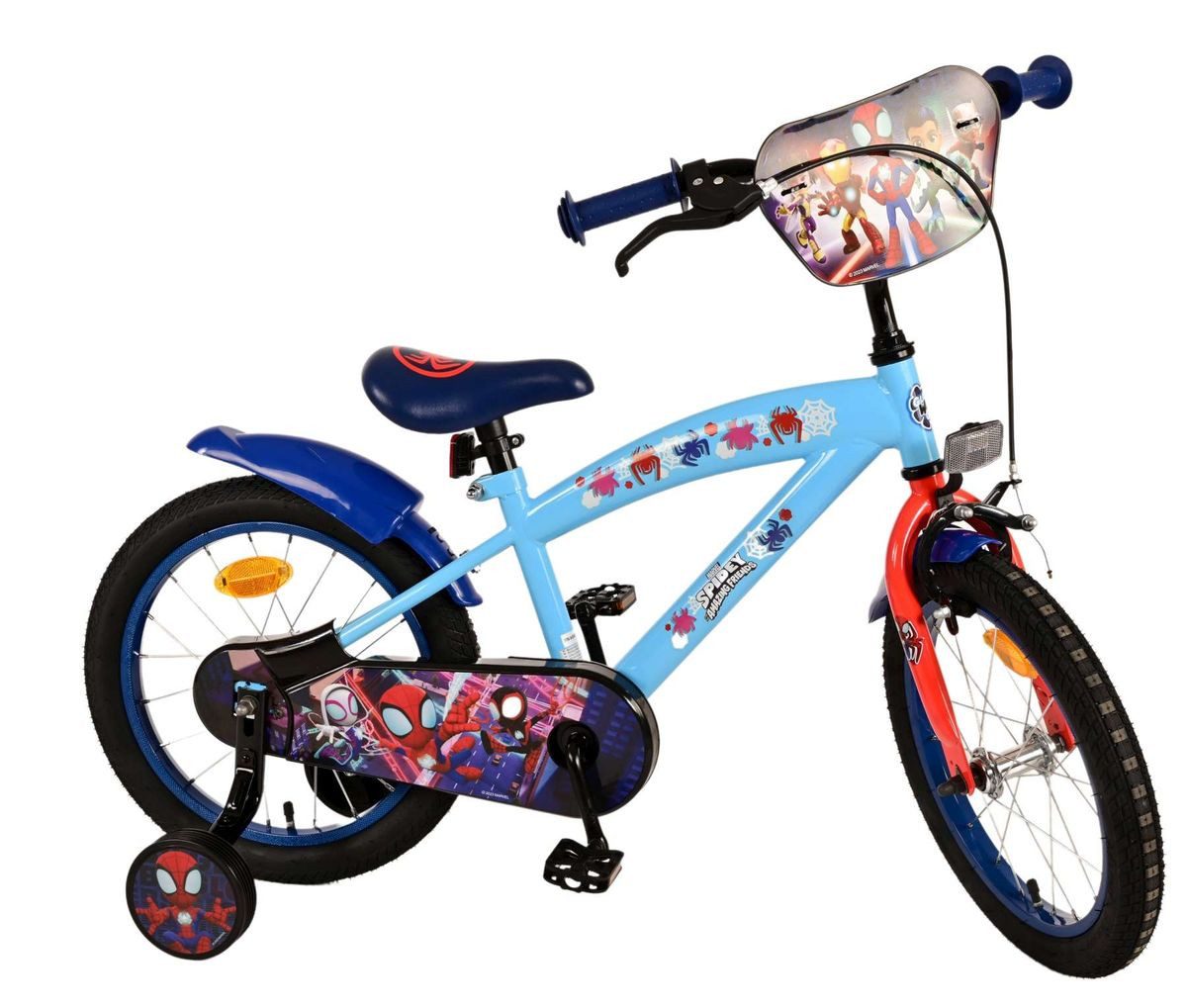 Volare Kinderfahrrad 16 Zoll Kinder Fahrrad Rad Marvel Spidey Amazing Friends 21786-SACB, 1 Gang, Rücktritt, Stützräder, Schutzbleche, Kettenschutz