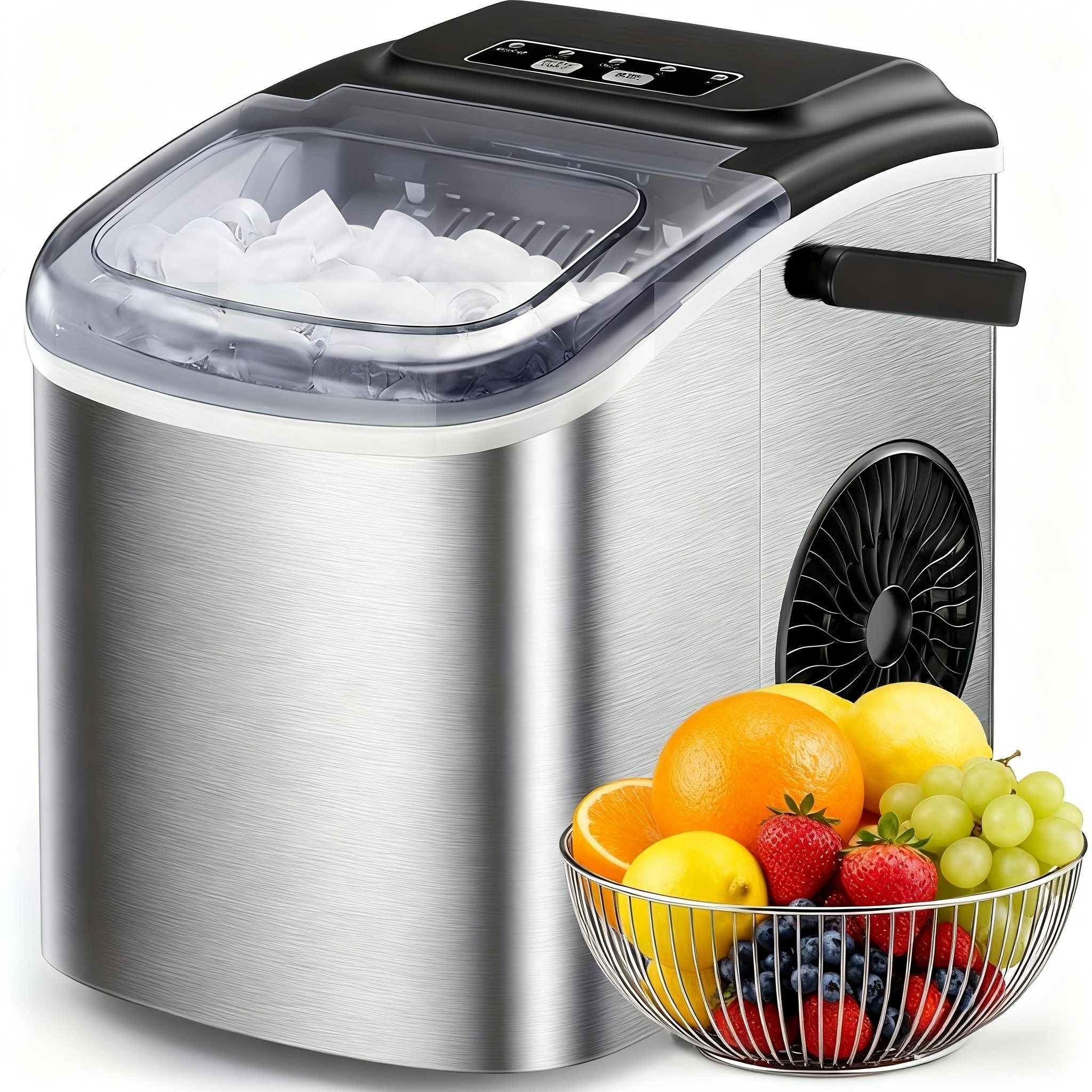 Silonn Eiswürfelmaschine Tragbar – 6-minütige Eisherstellung, 2 Eisgrößen, 12kg/Tag, Selbstreinigend, LED-Anzeige – Für Haushalt, Camping & Party