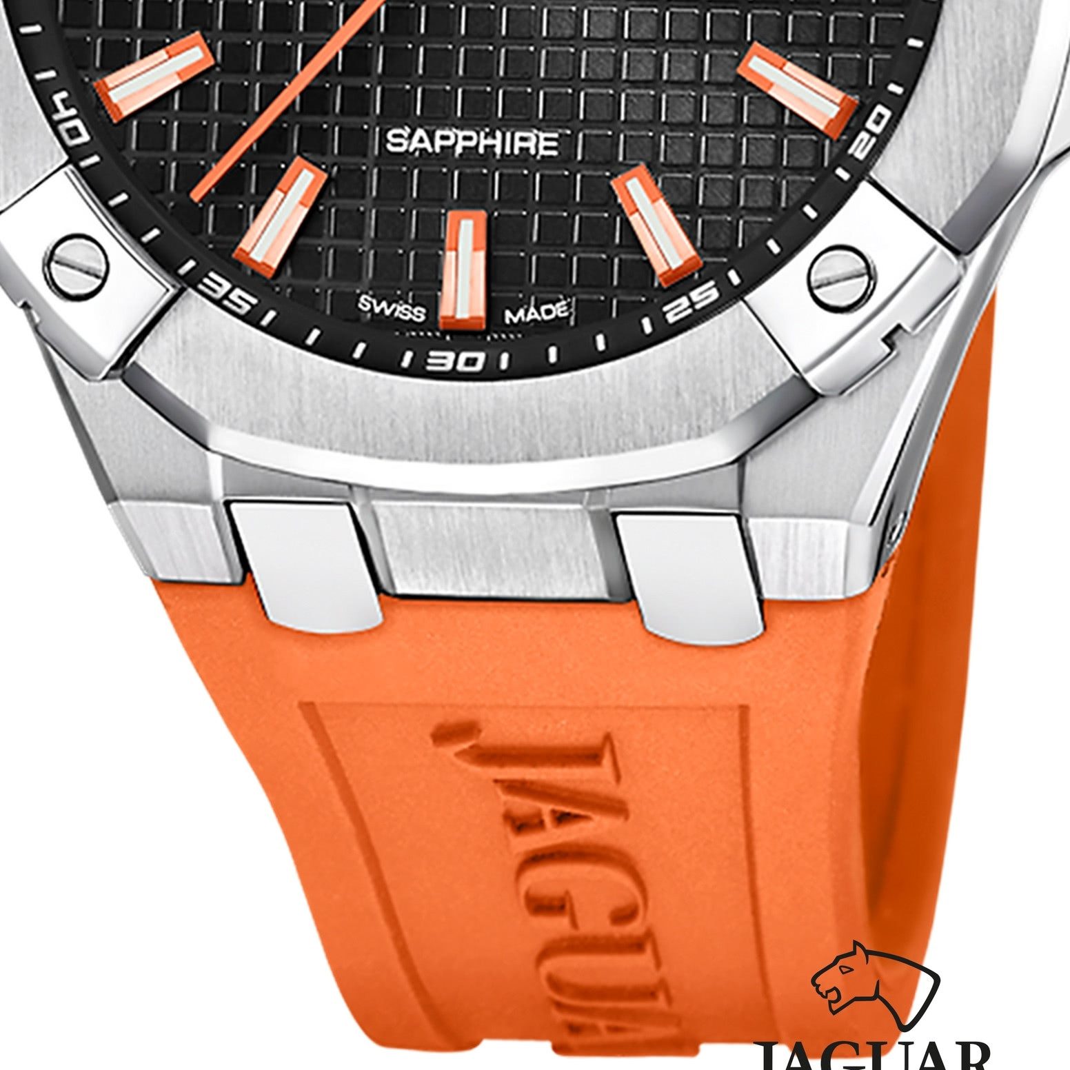 JAGUAR Quarzuhr Jaguar Herrenuhr Silikon orange Jaguar, (Analoguhr), Herren Armbanduhr rund, Silikonarmband orange